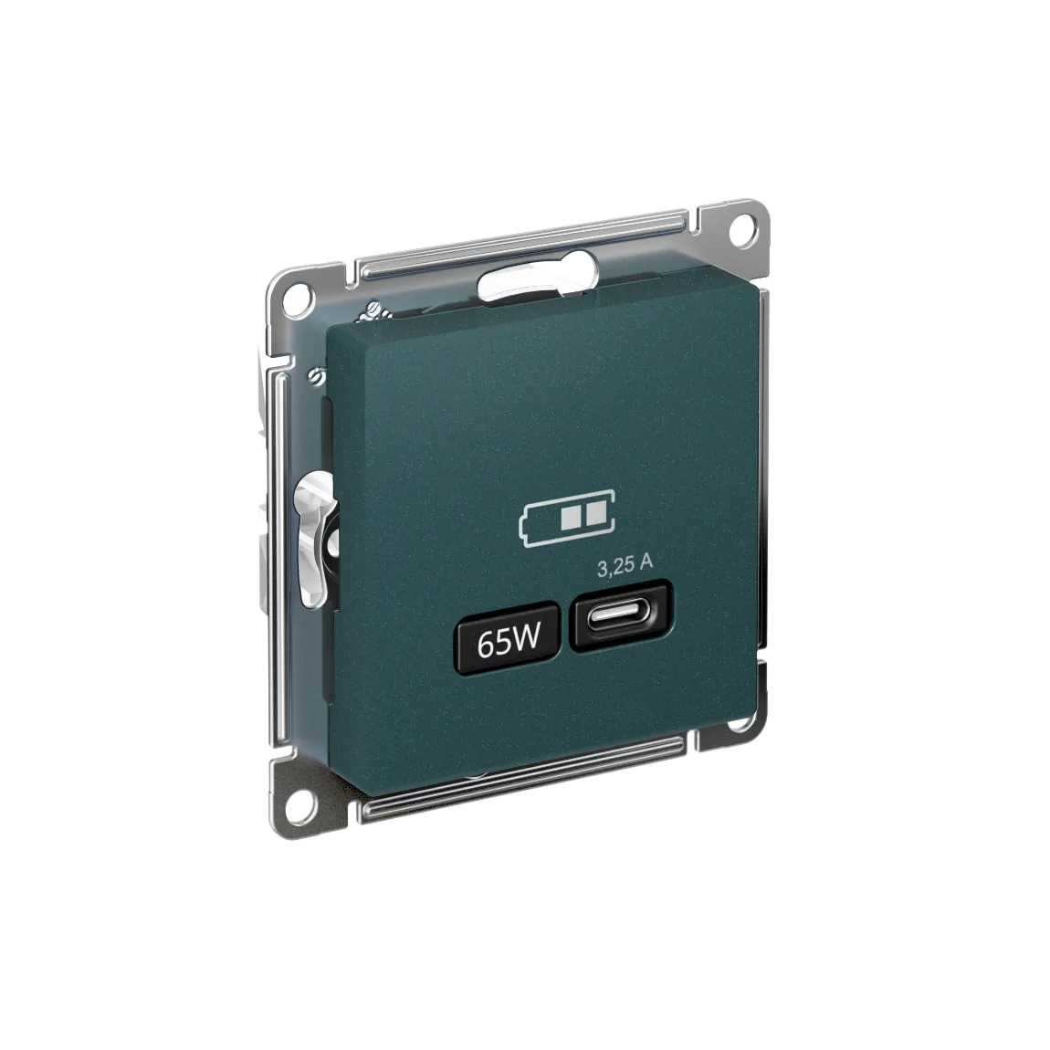 Розетка USB AtlasDesign C 65Вт быстрая зарядка QC PD механизм изумруд