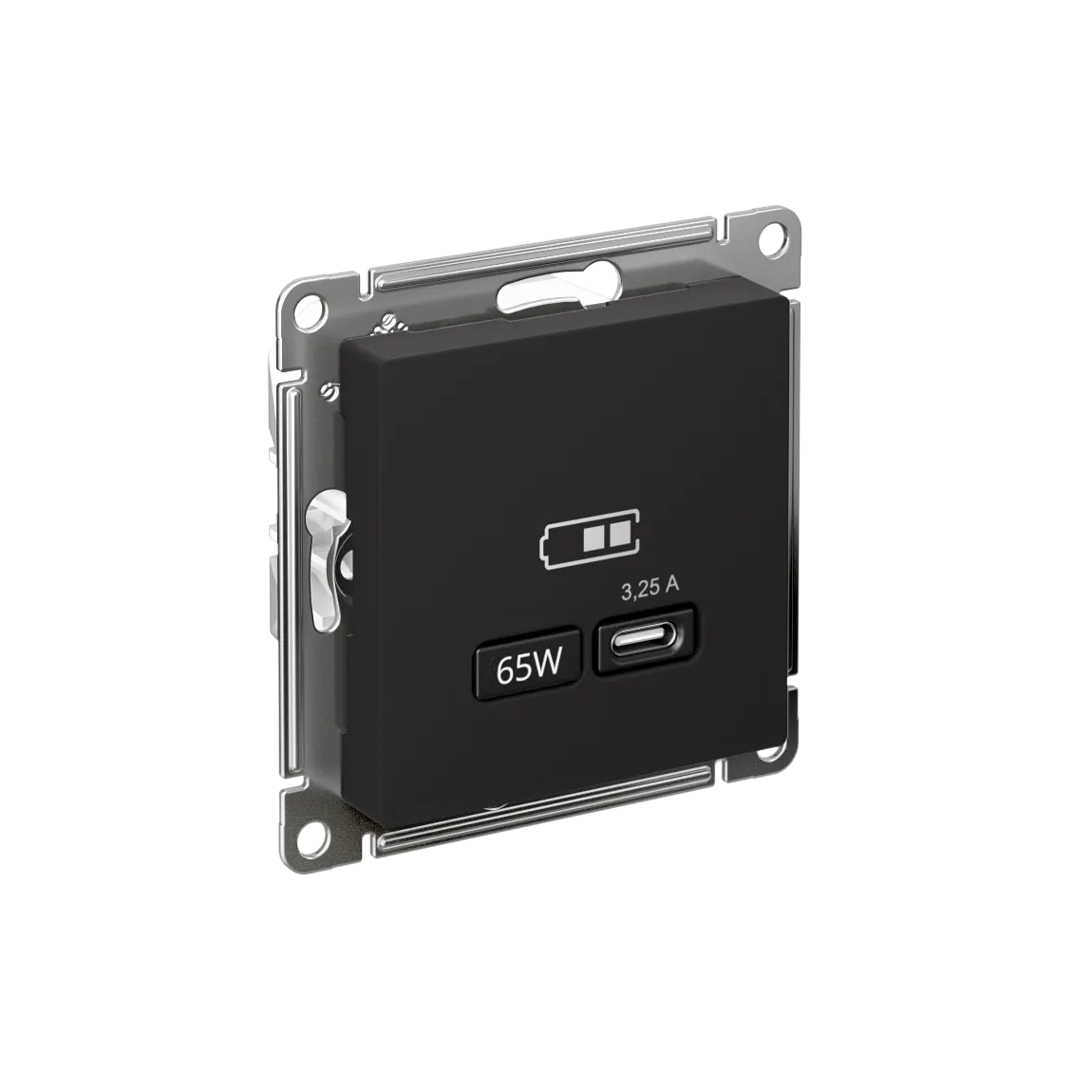 Розетка USB AtlasDesign C 65Вт быстрая зарядка QC PD механизм карбон