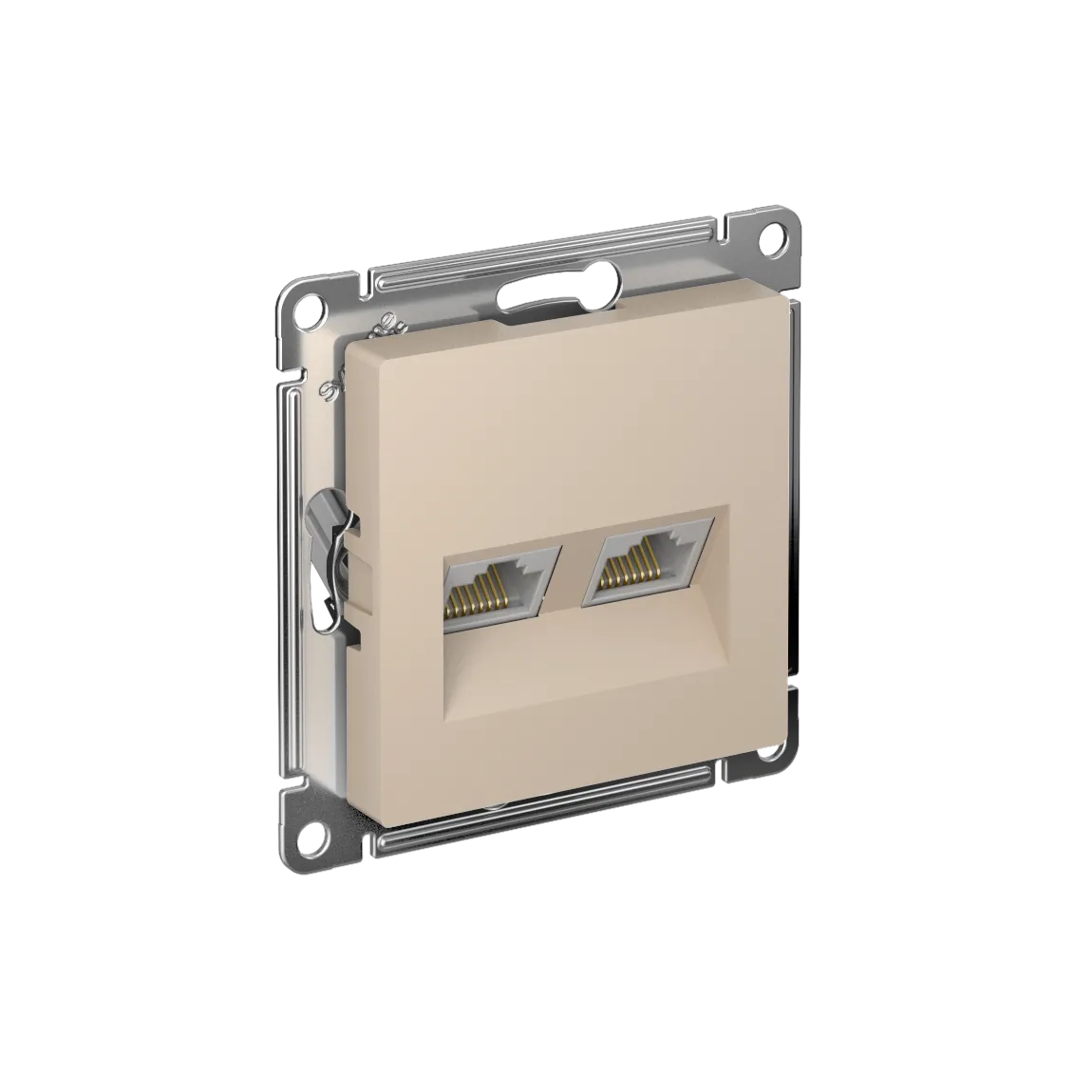 Розетка двойная компьютерная AtlasDesign RJ45+RJ45 категория 5e механизм песочный