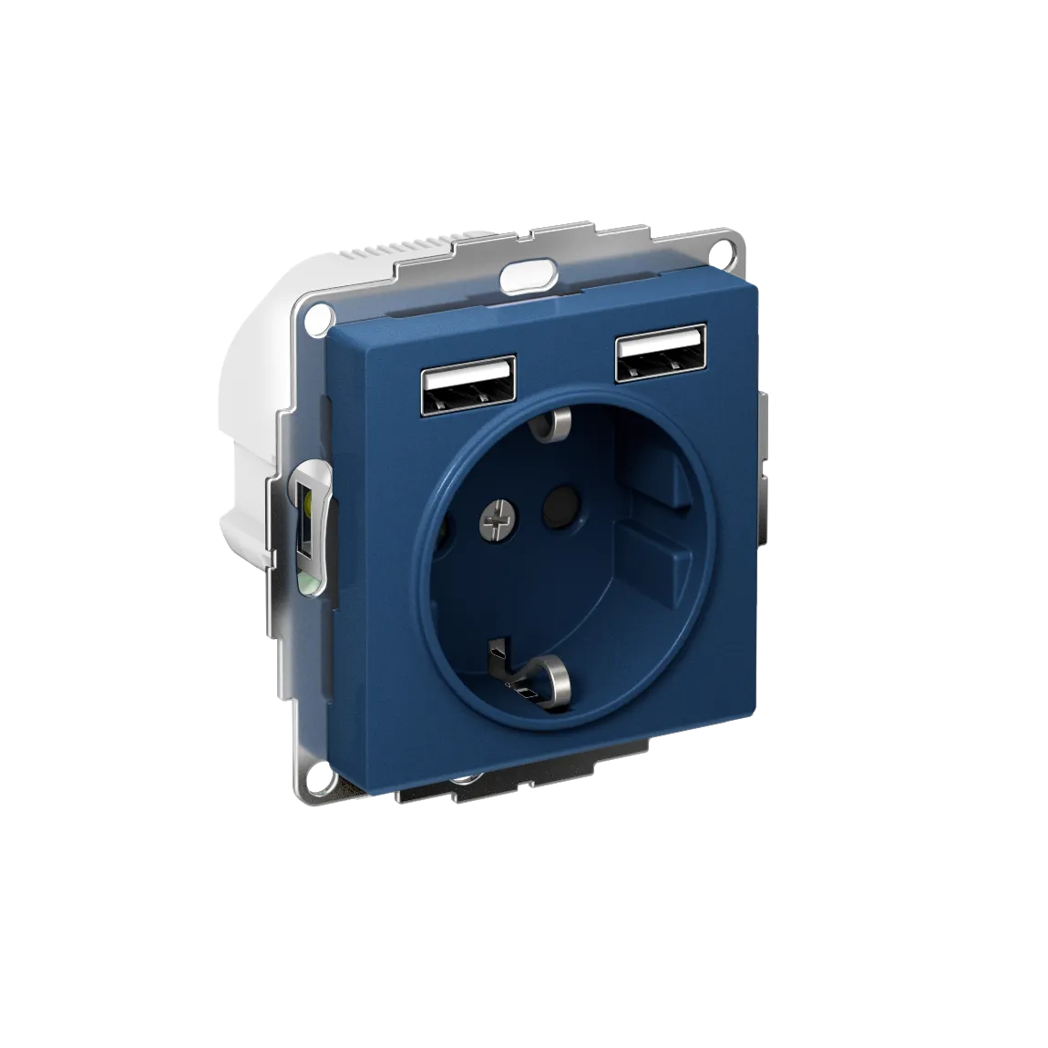 Розетка AtlasDesign 16А 2xUSB A+A 5В/2.4А механизм аквамарин