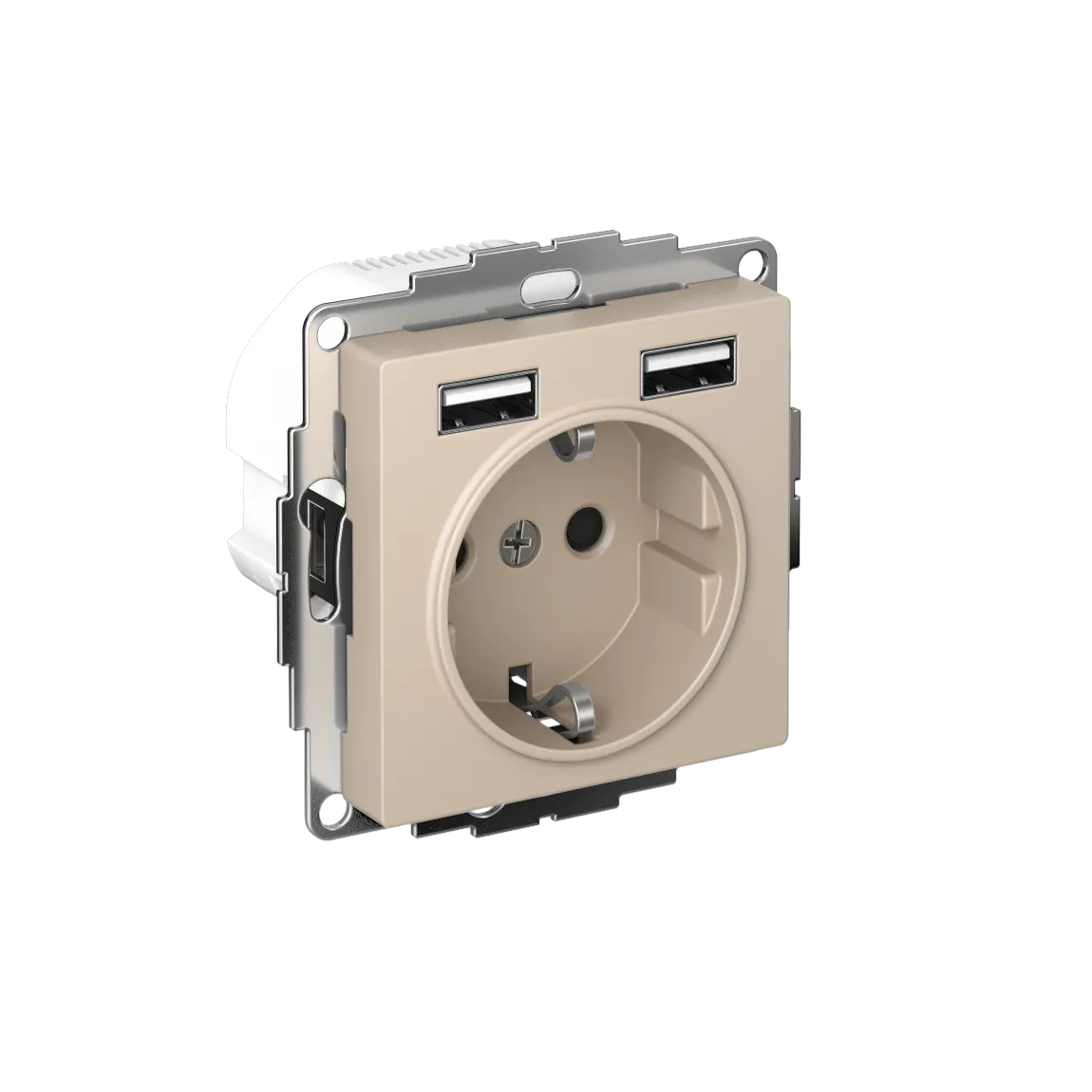 Розетка AtlasDesign 16А 2xUSB A+A 5В/2.4А механизм песочный