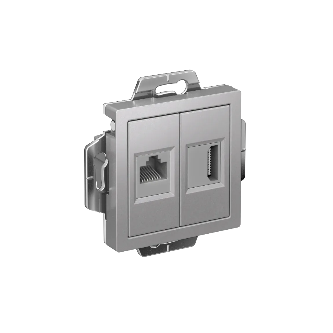 ATLASDESIGN РОЗЕТКА двойная HDMI+RJ45, кат. 5е, механизм, АЛЮМИНИЙ