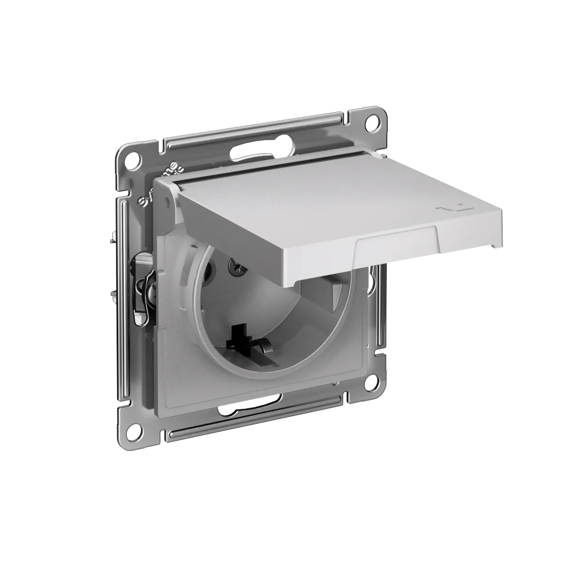 Розетка с заземлением со шторками с крышкой AtlasDesign IP20 16А механизм быстрозажимные клеммы алюминий