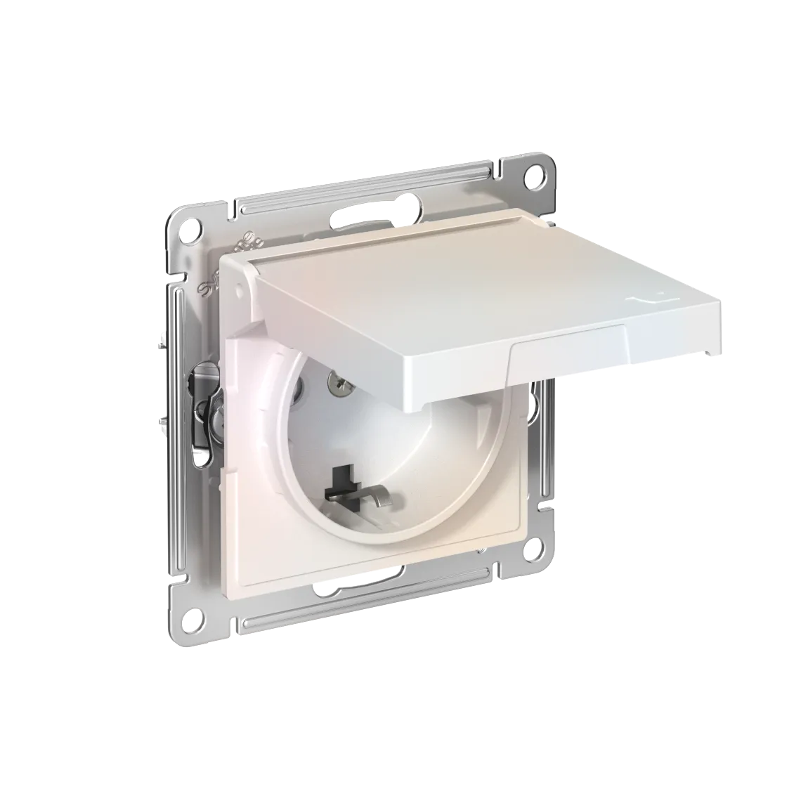 Розетка с заземлением со шторками с крышкой AtlasDesign IP20 16А механизм быстрозажимные клеммы жемчуг