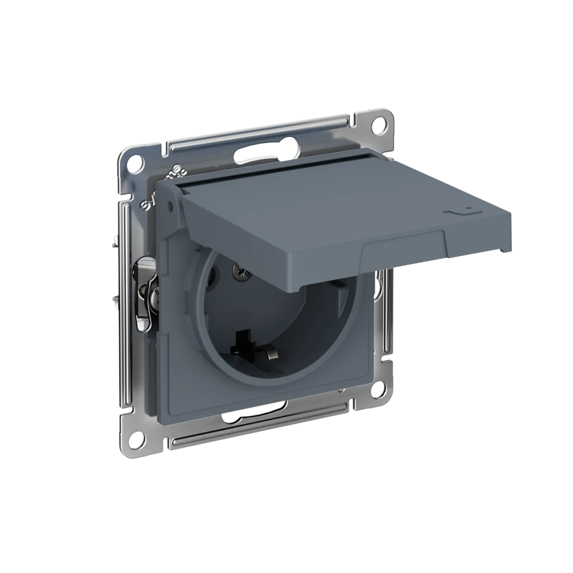 Розетка с заземлением со шторками с крышкой AtlasDesign IP20 16А механизм быстрозажимные клеммы грифель