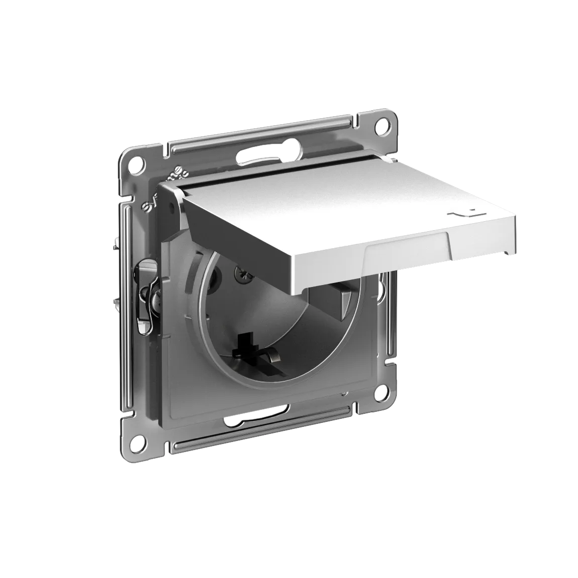 Розетка с заземлением со шторками с крышкой AtlasDesign IP20 16А механизм быстрозажимные клеммы сталь