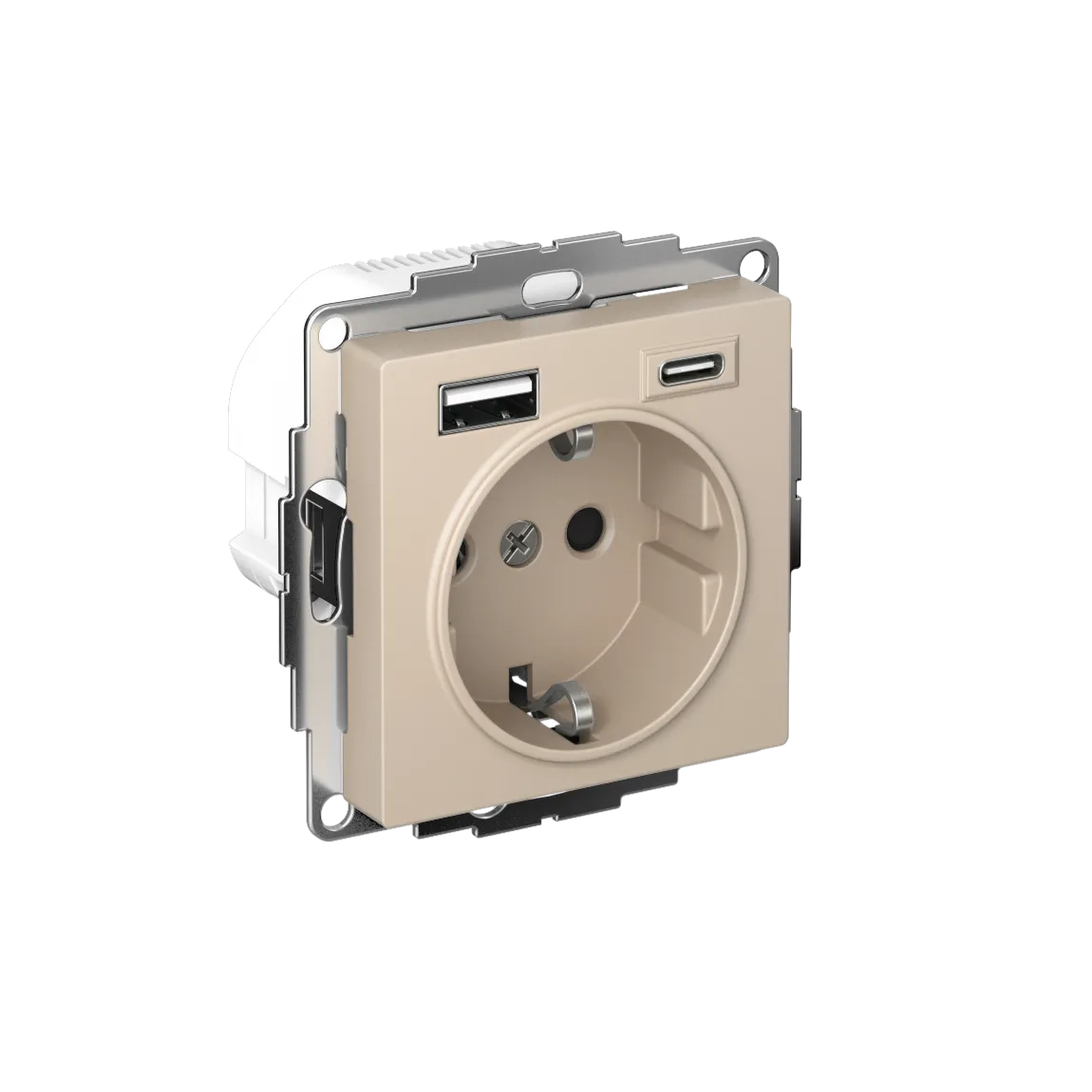 ATLASDESIGN РОЗЕТКА 16А с 2 USB A+C, 5В/2,4А/3,0А, 2х5В/1,5А, механизм, ПЕСОЧНЫЙ