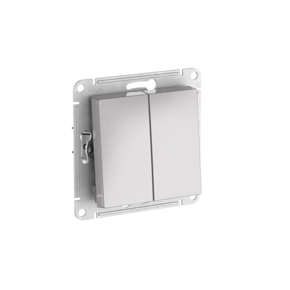 Выключатель двухклавишный AtlasDesign Aqua IP44 сх5 10АХ механизм быстрозажимные клеммы алюминий