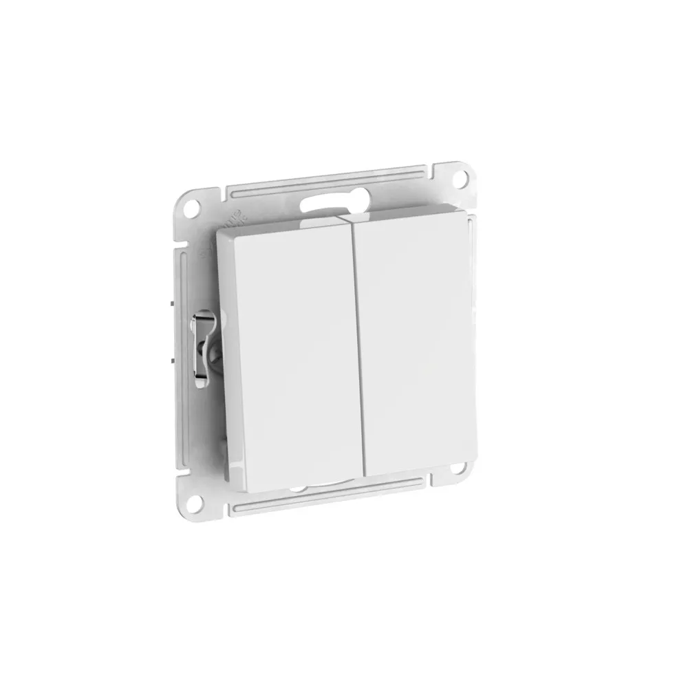 Выключатель двухклавишный AtlasDesign Aqua IP44 сх5 10АХ механизм быстрозажимные клеммы белый
