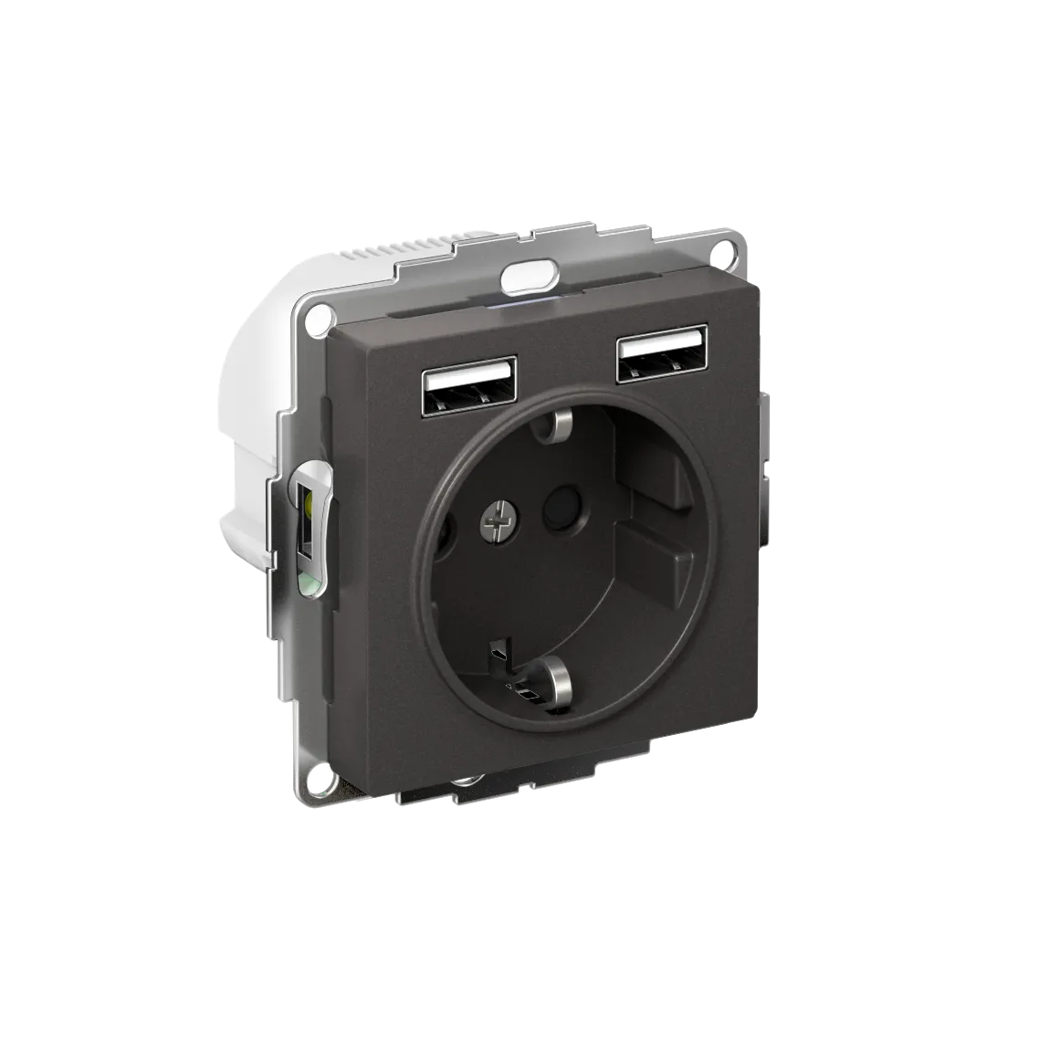 Розетка AtlasDesign 16А 2xUSB A+A 5В/2.4А механизм базальт