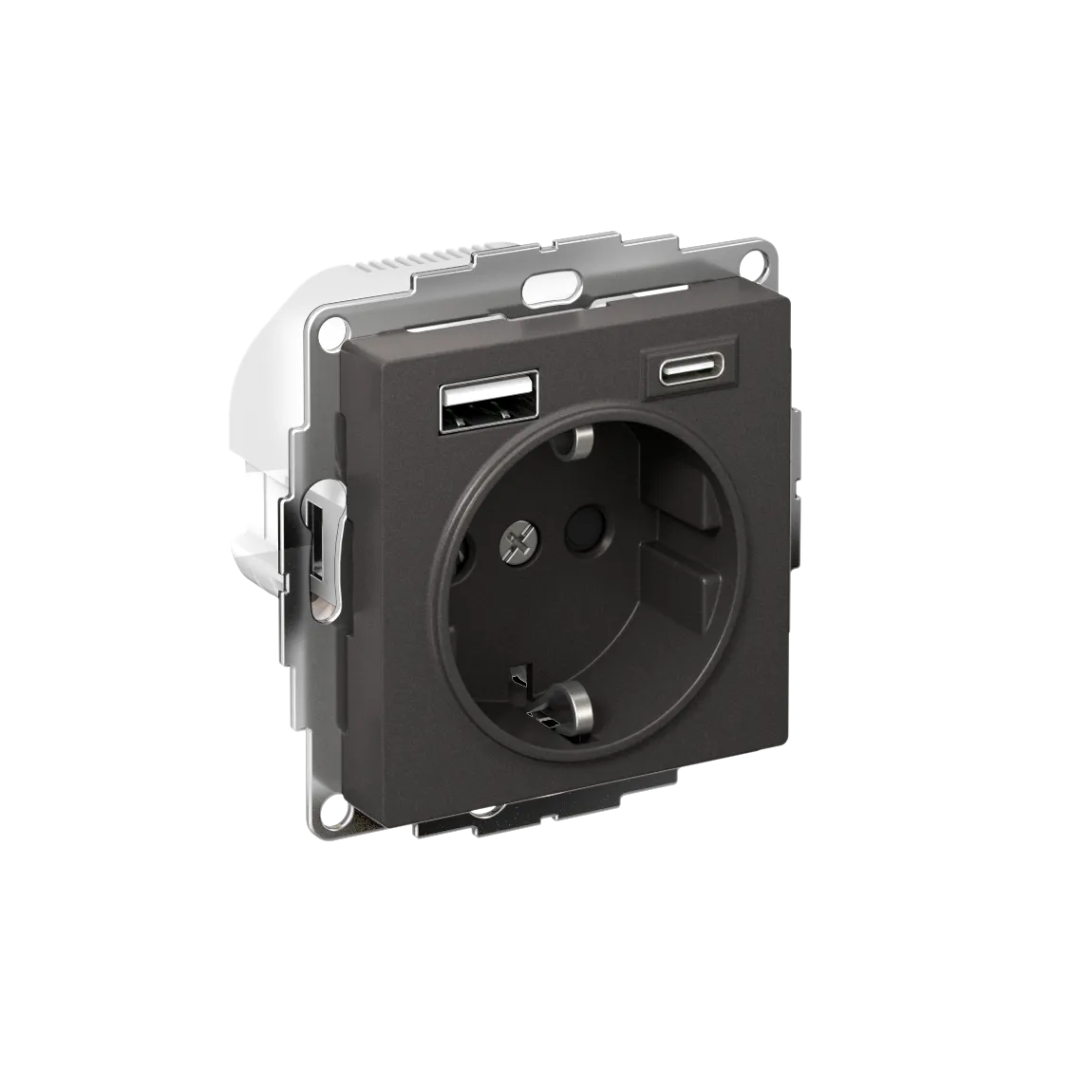 Розетка AtlasDesign 16А 2xUSB A+C 5В/2.4А/3.0А механизм базальт