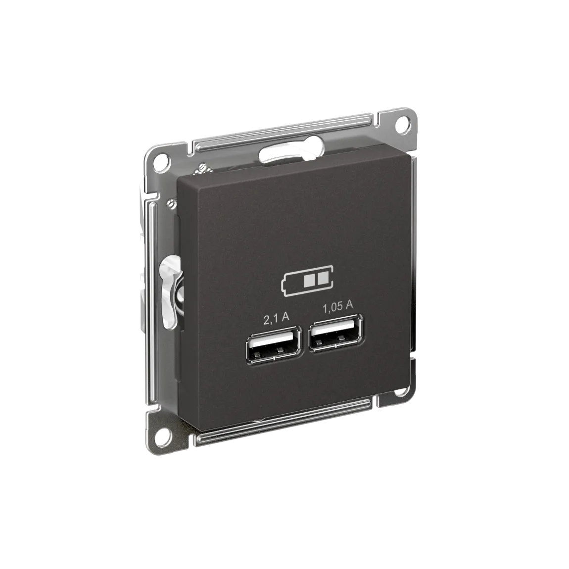 Розетка USB AtlasDesign A+A 5В/2.1А механизм базальт