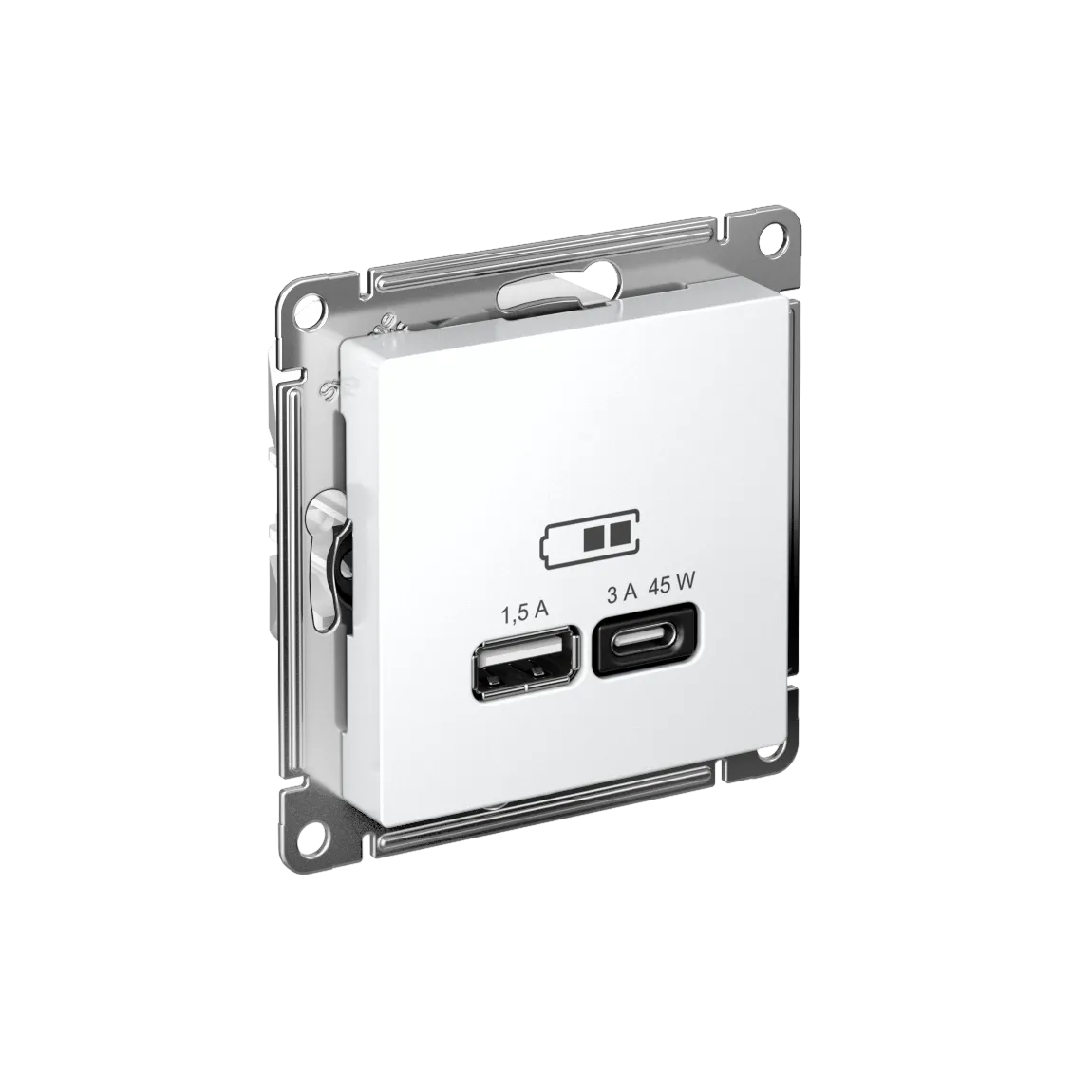 ATLASDESIGN USB РОЗЕТКА A + тип-C 45Вт высокоскор.заряд. QC, PD, механизм, ЛОТОС