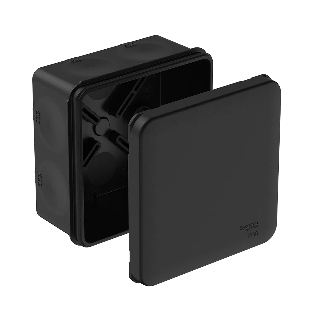 MULTIBOX Коробка распред. 85х85х42 IP66 с 8 мембр. вводами D25, под пистолет ЧЁРНАЯ (со стикером)