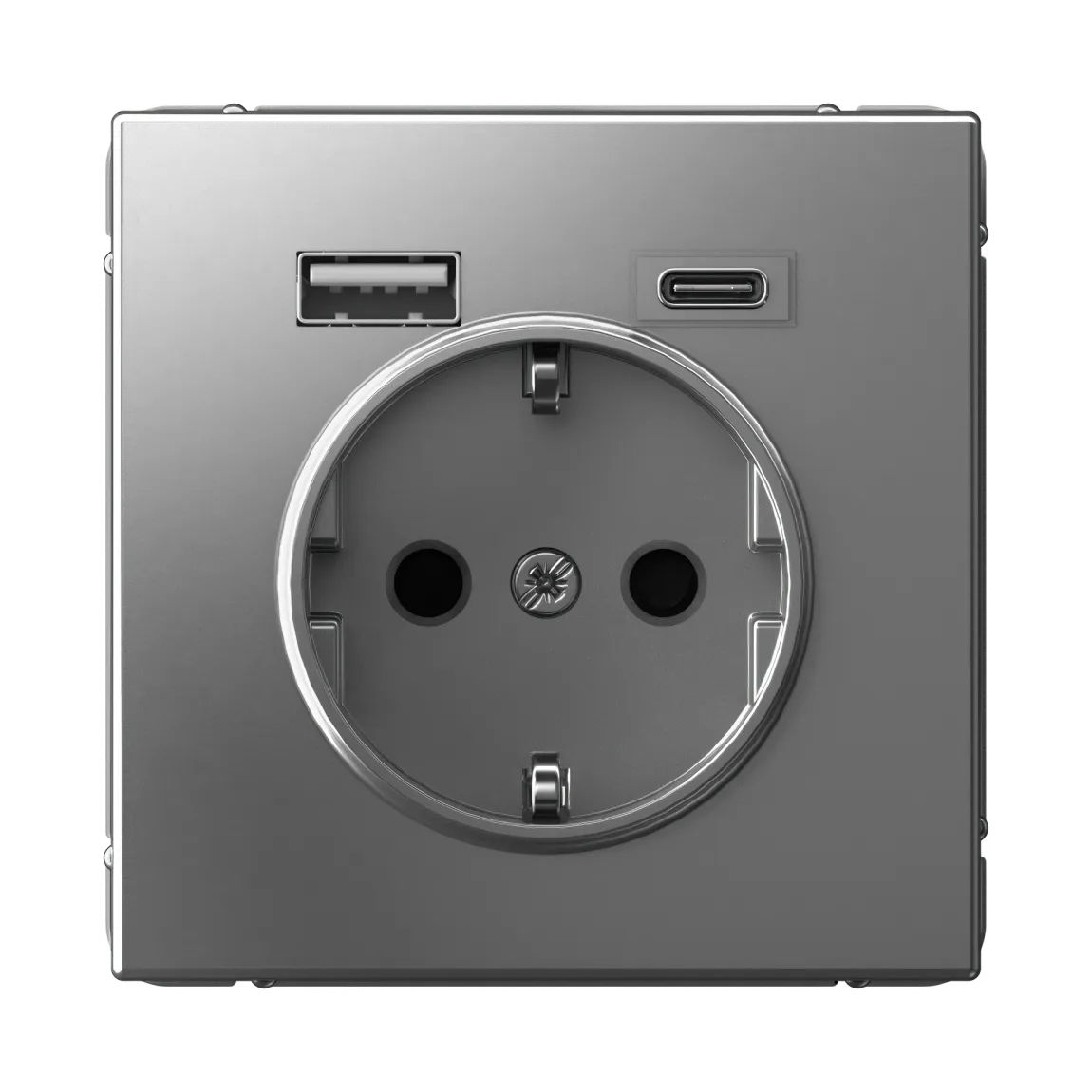 ARTGALLERY РОЗЕТКА 16А с 2 USB A+C, 5В/2,4А/3,0А, 2х5В/1,5А, механизм, СТАЛЬ
