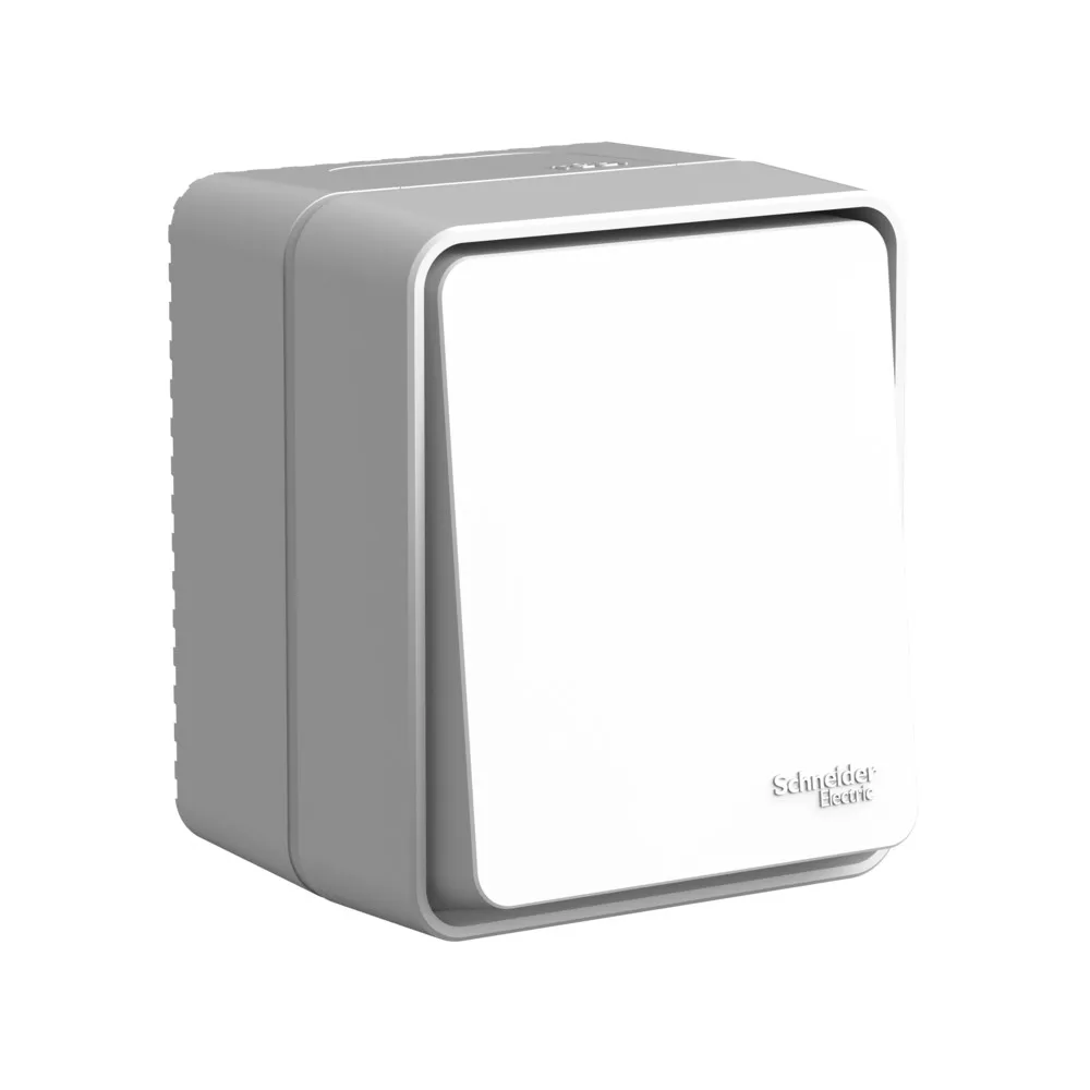 Переключатель одноклавишный AtlasDesign Profi IP54 сх6 10АХ открытая установка серый