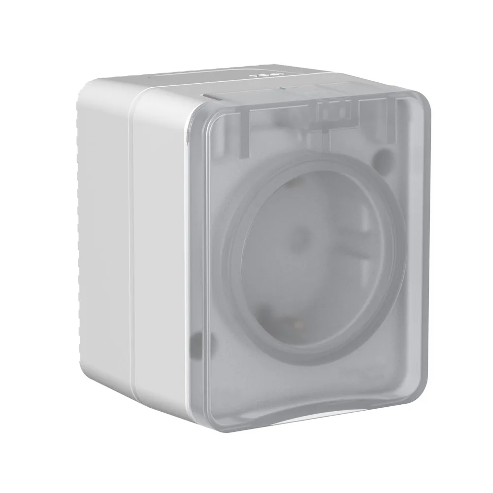 ATLASDESIGN PROFI IP54 О/У РОЗЕТКА с заземлением со шторками, 16А, СЕРЫЙ