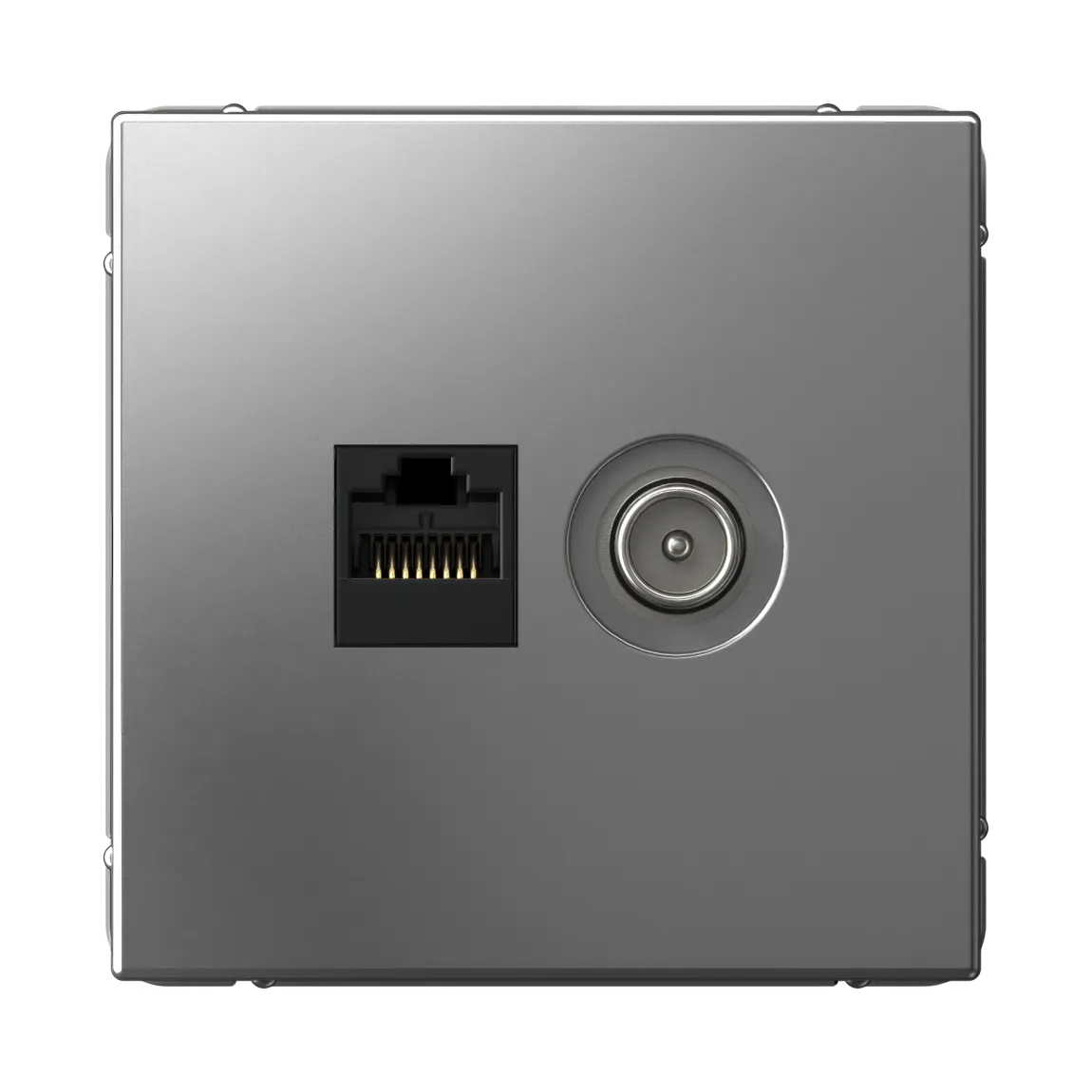 Розетка двойная ArtGallery TV+RJ45 категория 5e сталь