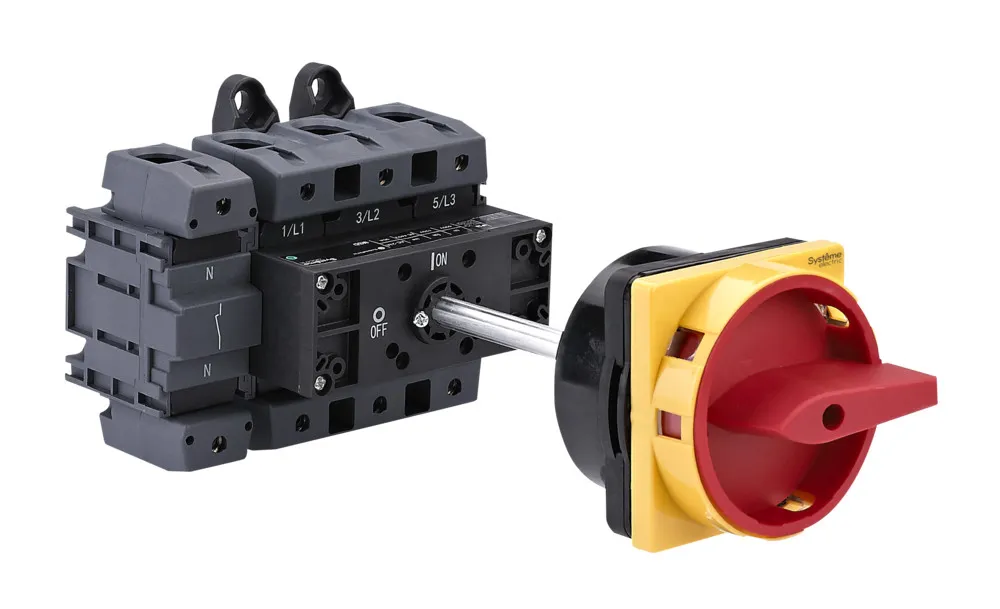 ВЫКЛЮЧАТЕЛЬ-РАЗЪЕДИНИТЕЛЬ 4P 175A IP40 С КРАСНОЙ ВЫНОСНОЙ РУКОЯТКОЙ НА ДИН-РЕЙКЕ/ПЛАТЕ С ЗАМКОМ