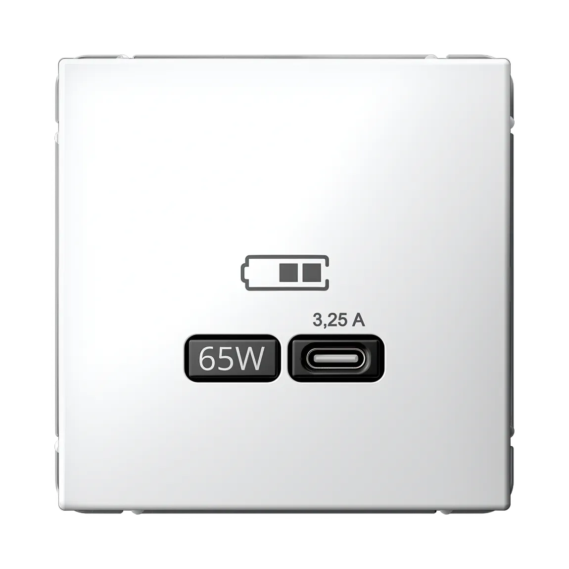 Розетка USB ArtGallery C 65Вт быстрая зарядка QC PD механизм белый