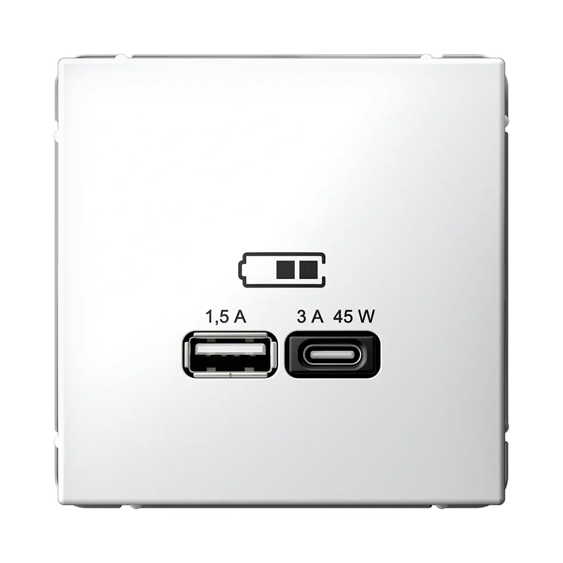 ARTGALLERY USB РОЗЕТКА A + тип-C 45Вт высокоскор.заряд. QC, PD, механизм, БЕЛЫЙ