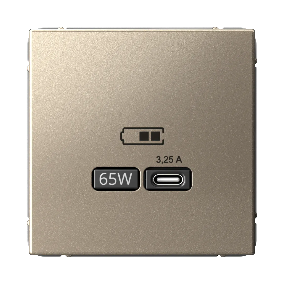 Розетка USB ArtGallery C 65Вт быстрая зарядка QC PD механизм шампань