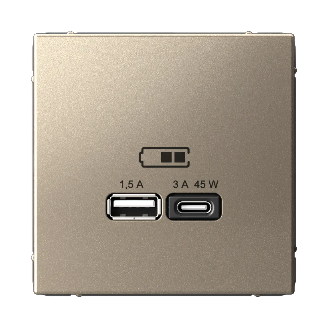 ARTGALLERY USB РОЗЕТКА A + тип-C 45Вт высокоскор.заряд. QC, PD, механизм, ШАМПАНЬ