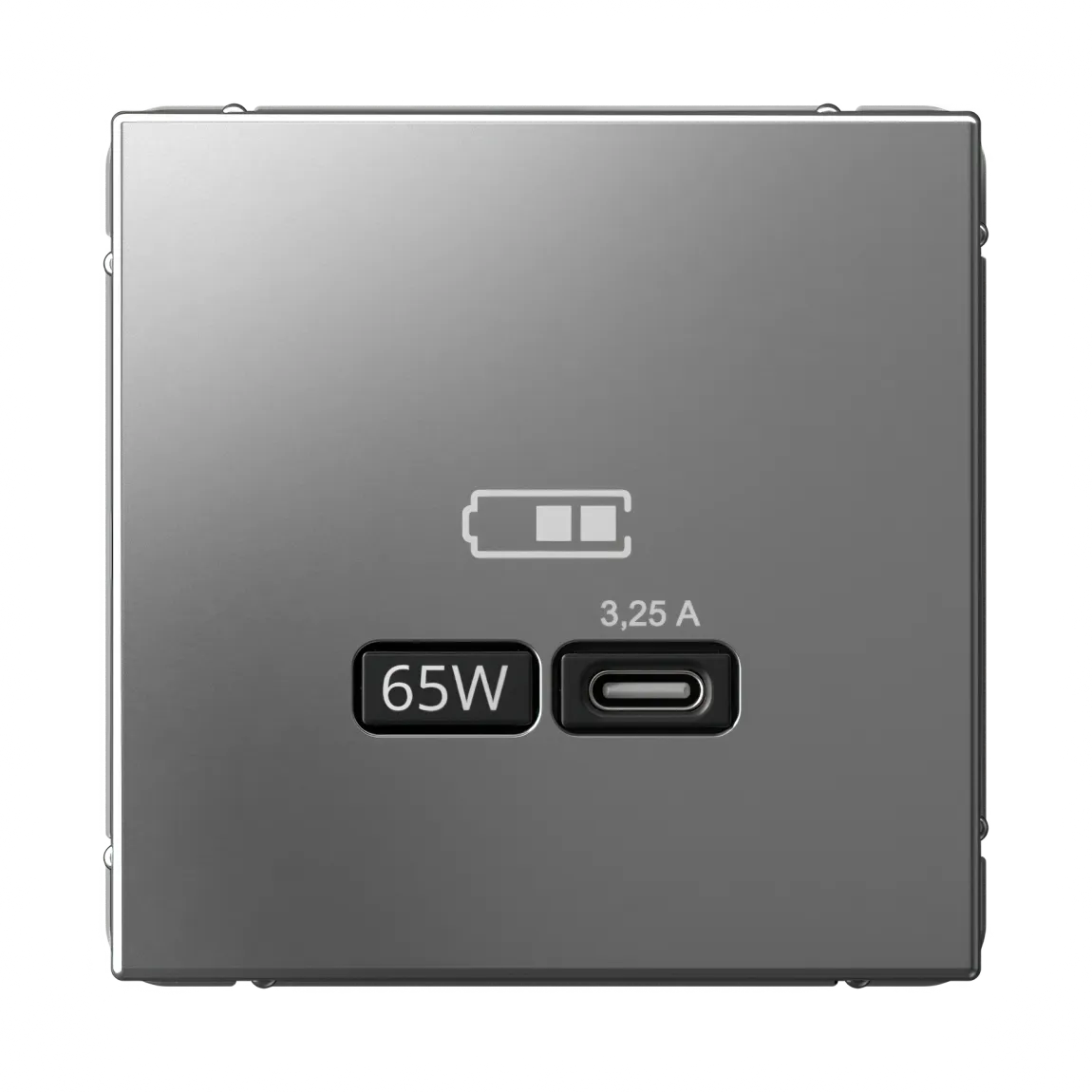 Розетка USB ArtGallery C 65Вт быстрая зарядка QC PD механизм сталь