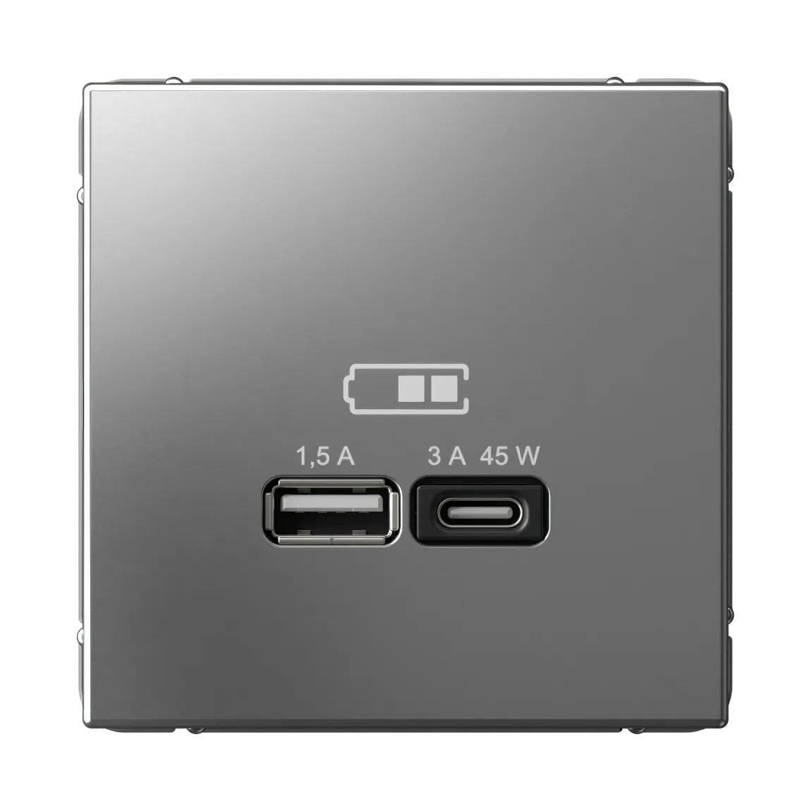 ARTGALLERY USB РОЗЕТКА A + тип-C 45Вт высокоскор.заряд. QC, PD, механизм, СТАЛЬ