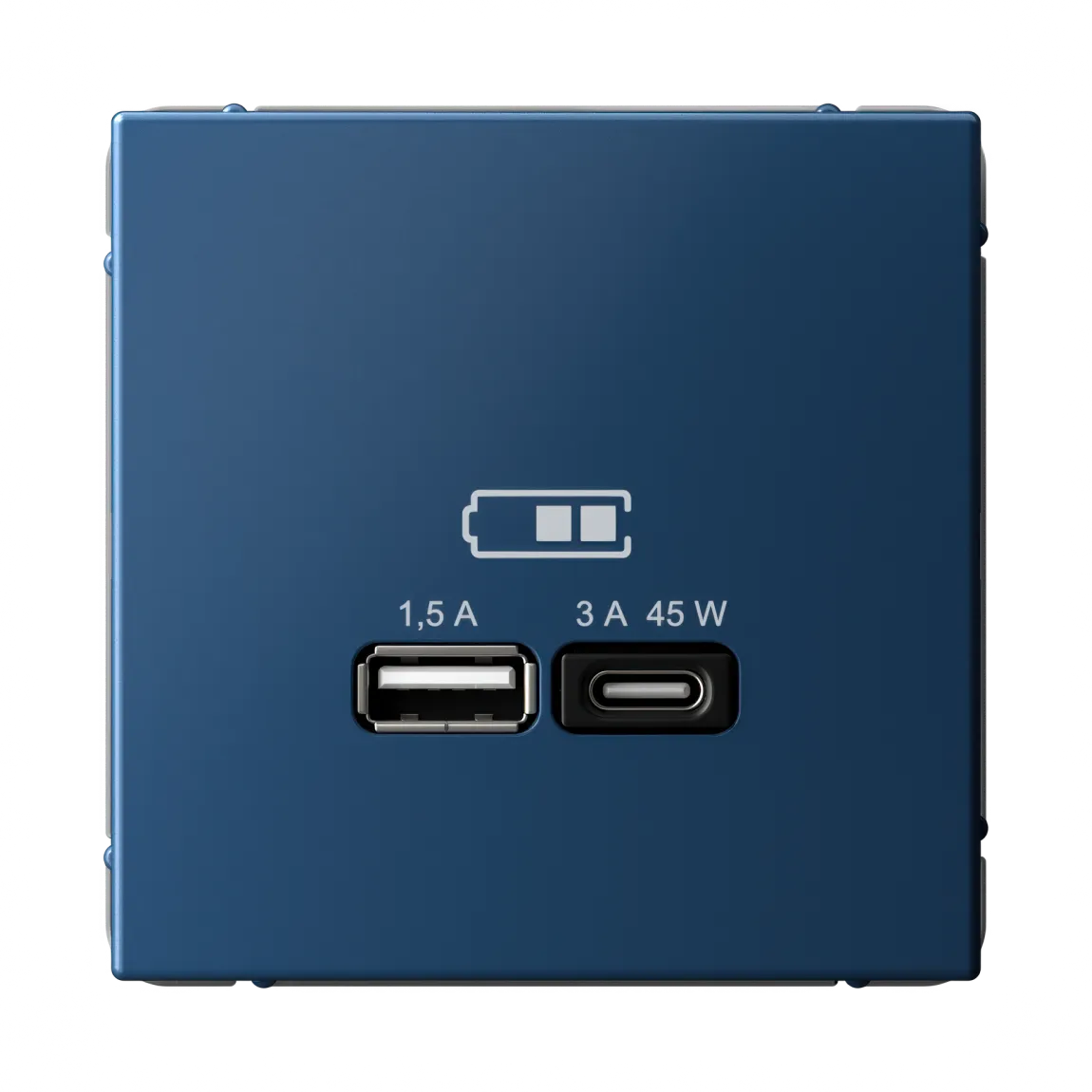 Розетка USB ArtGallery A+C 45Вт быстрая зарядка QC PD механизм аквамарин
