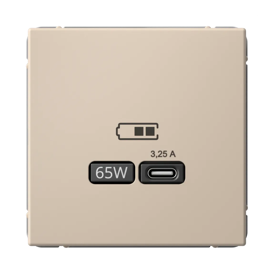 Розетка USB ArtGallery C 65Вт быстрая зарядка QC PD механизм песочный