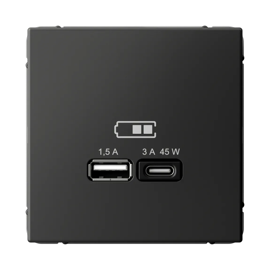 Розетка USB ArtGallery A+C 45Вт быстрая зарядка QC PD механизм базальт