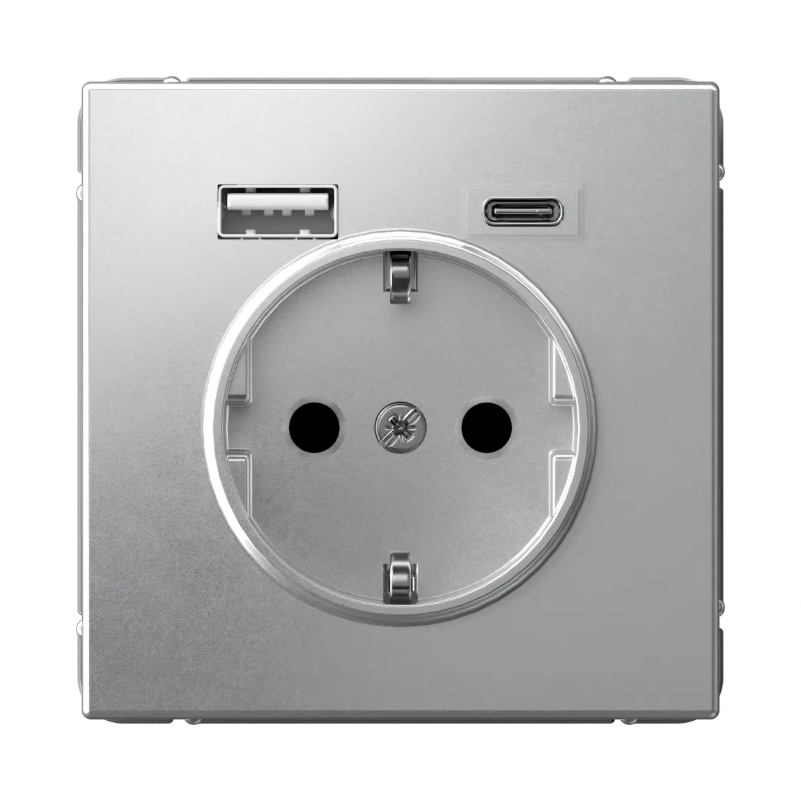 ARTGALLERY РОЗЕТКА 16А с 2 USB A+C, 5В/2,4А/3,0А, 2х5В/1,5А, механизм, АЛЮМИНИЙ