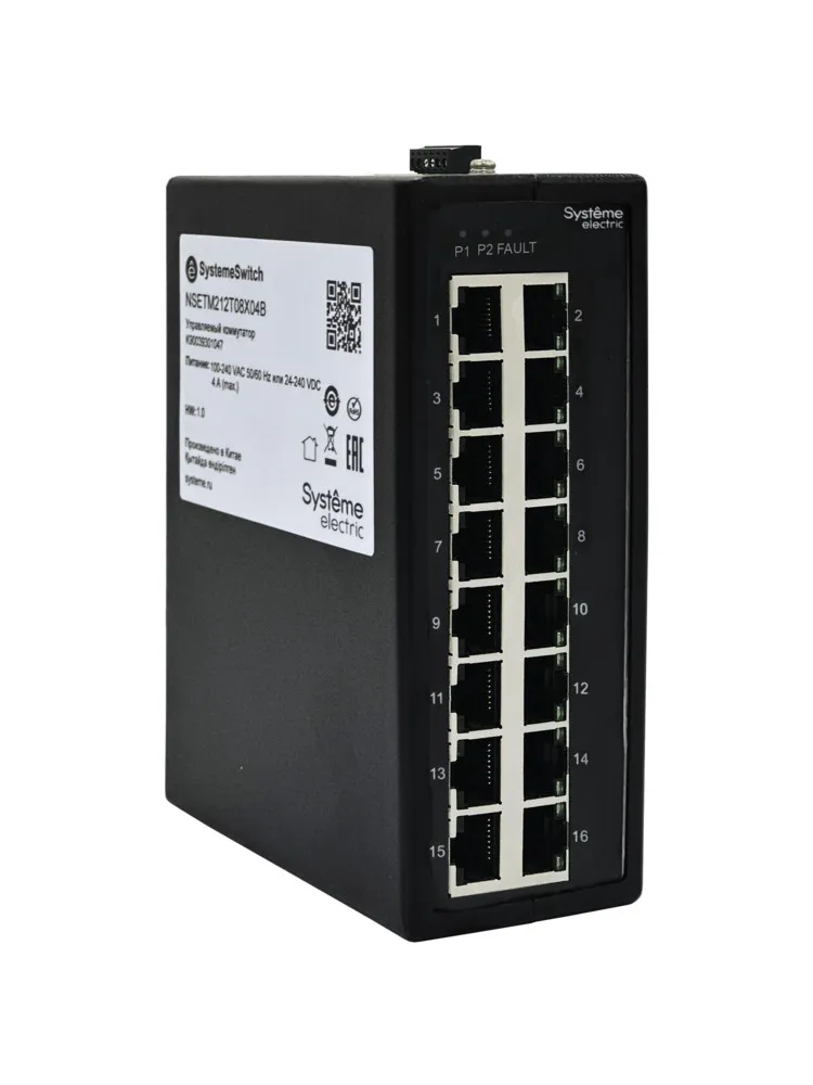 Неуправляемый промышленный коммутатор Ethernet, 16x10/100BaseT