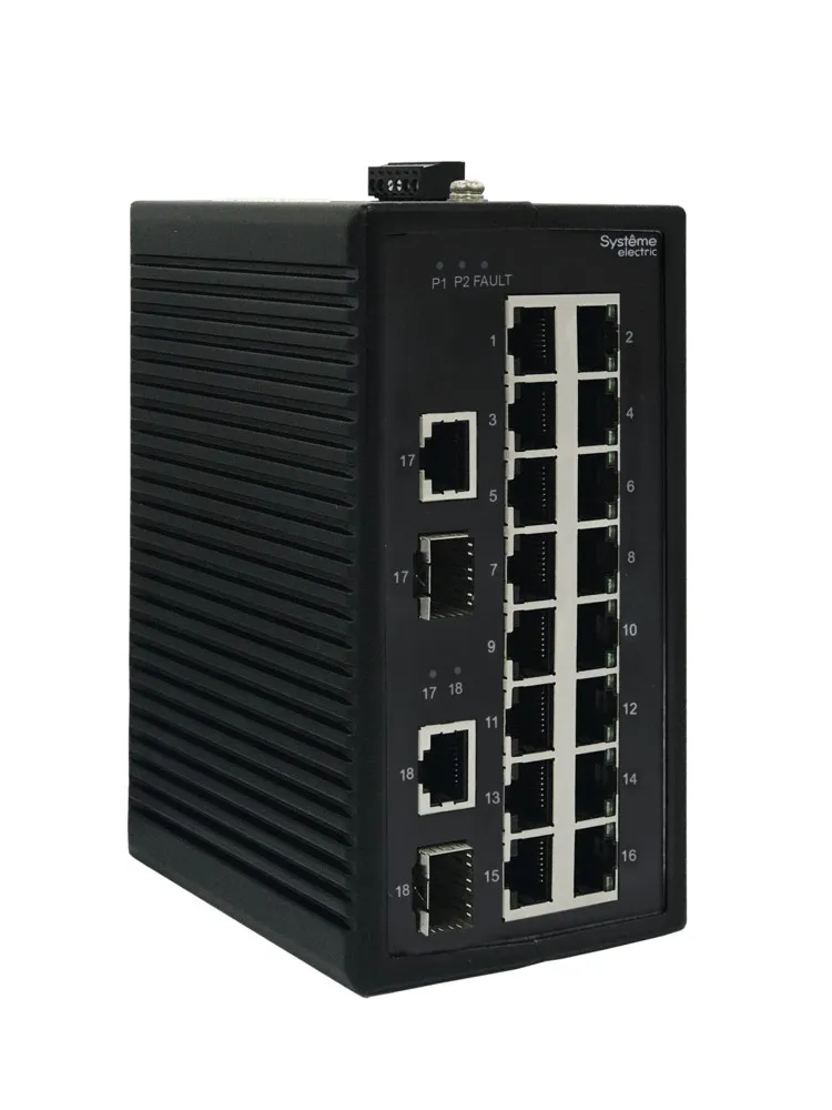 Неуправляемый промышленный коммутатор Ethernet, 16x10/100BaseT, 2x100/1000BaseX SFP