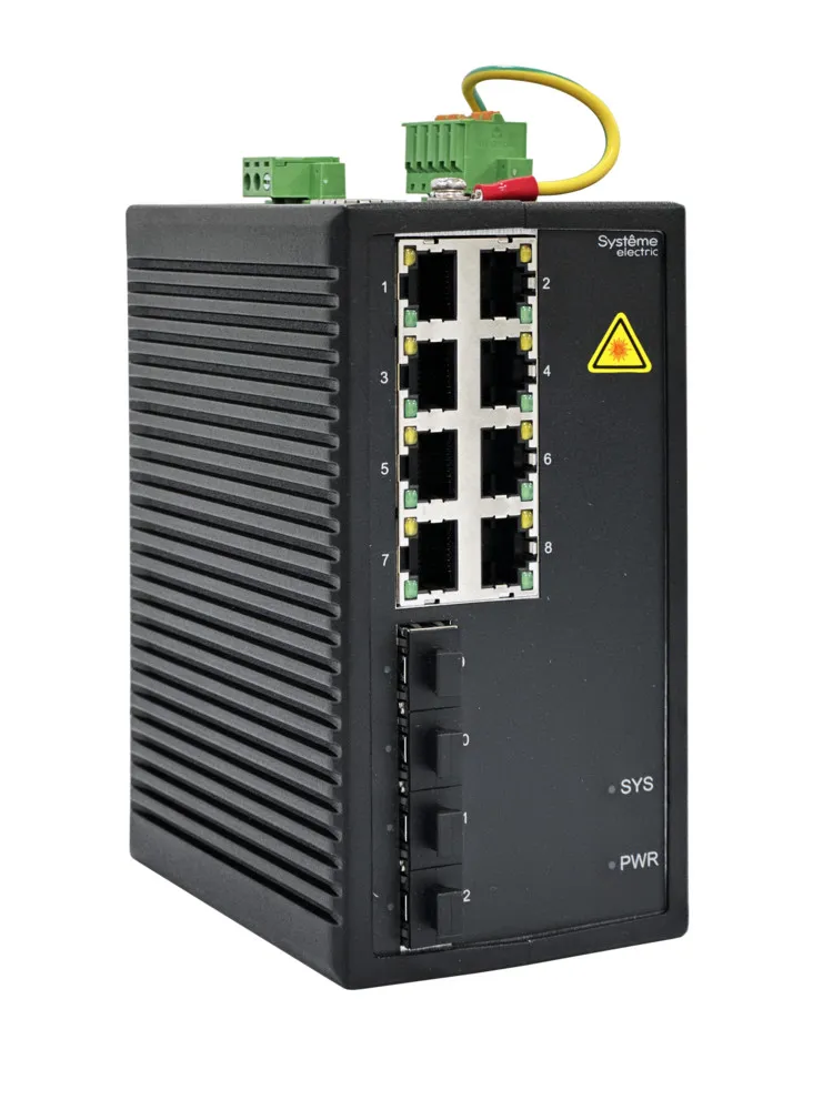 Управляемый промышленный коммутатор Ethernet L2, 8x10/100/1000BaseT, 4x100/1000BaseX SFP
