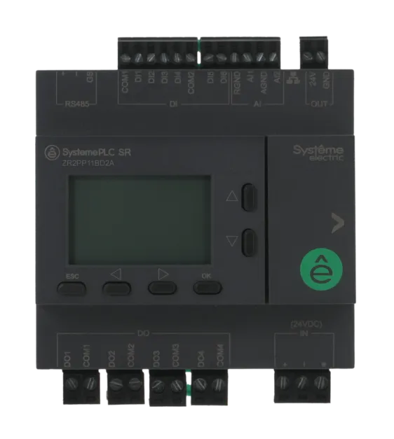 Интеллектуальное реле SR2; 24 VDC; дисплей; 12 IO: 6 DI, 4 DO (реле); 2 AI; 1xRS485, 1xRJ45