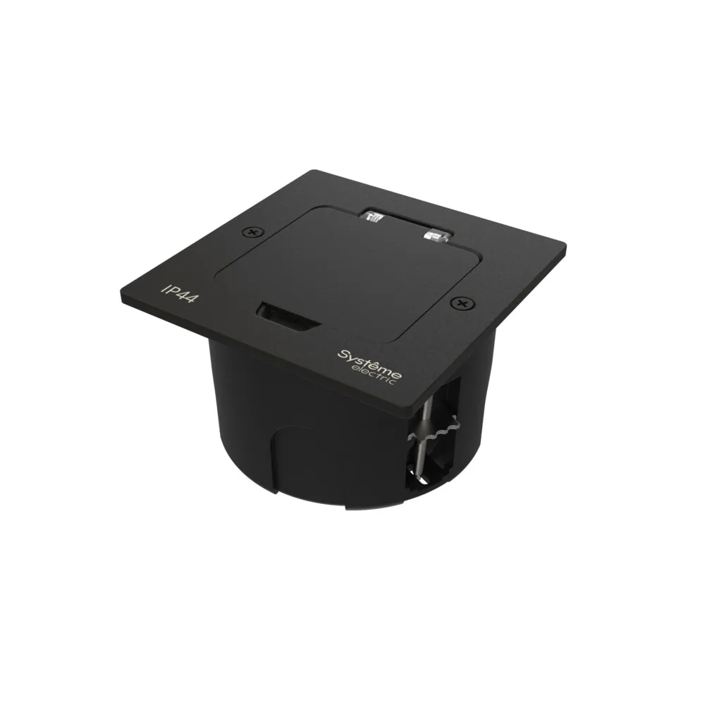 MultiDesk Лючок на 2 модуля IP44 с монтажной коробкой д/стены,фальшпола,стола ЧЁРНЫЙ матовый MDK20