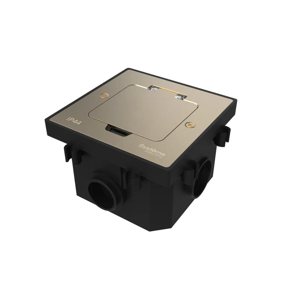 MultiDesk Лючок на 2 модуля IP44 с монтажной коробкой для бетонных полов НИКЕЛЬ, тип MDK20