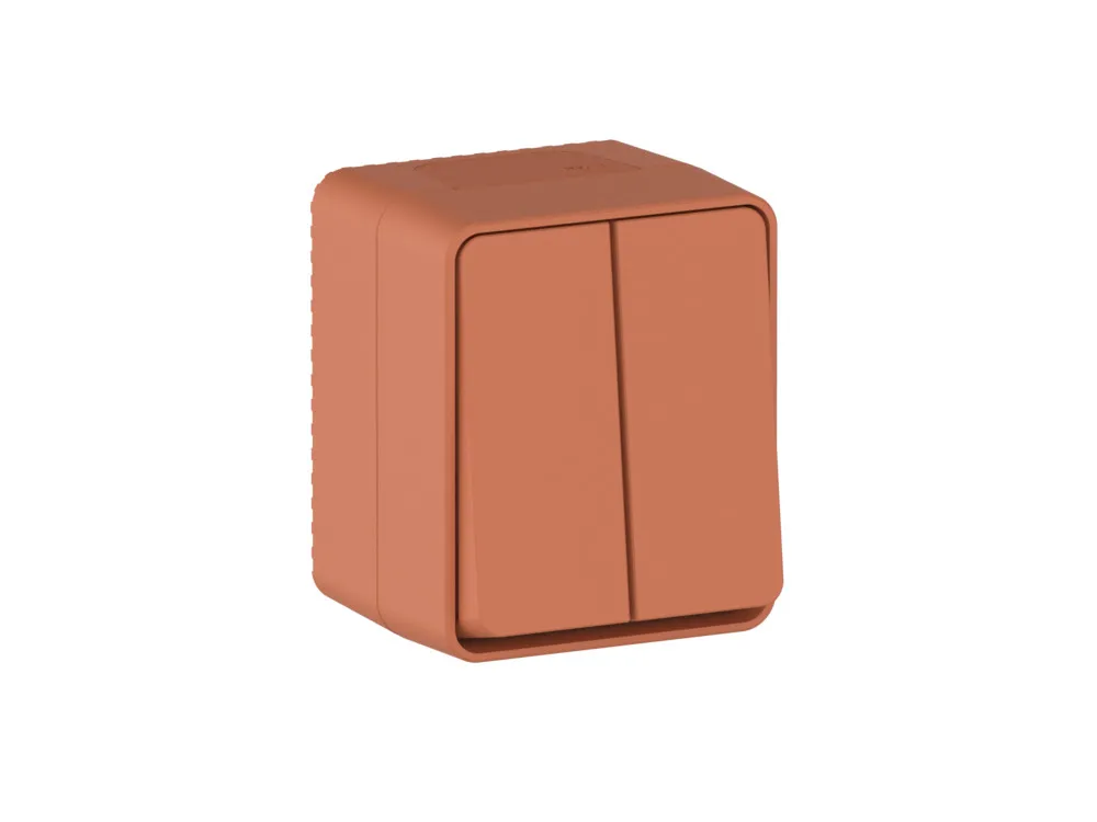 ATLASDESIGN PROFI IP54 О/У 2-клавишный ВЫКЛЮЧАТЕЛЬ, сх.5, 10АХ, ТЕРРАКОТОВЫЙ
