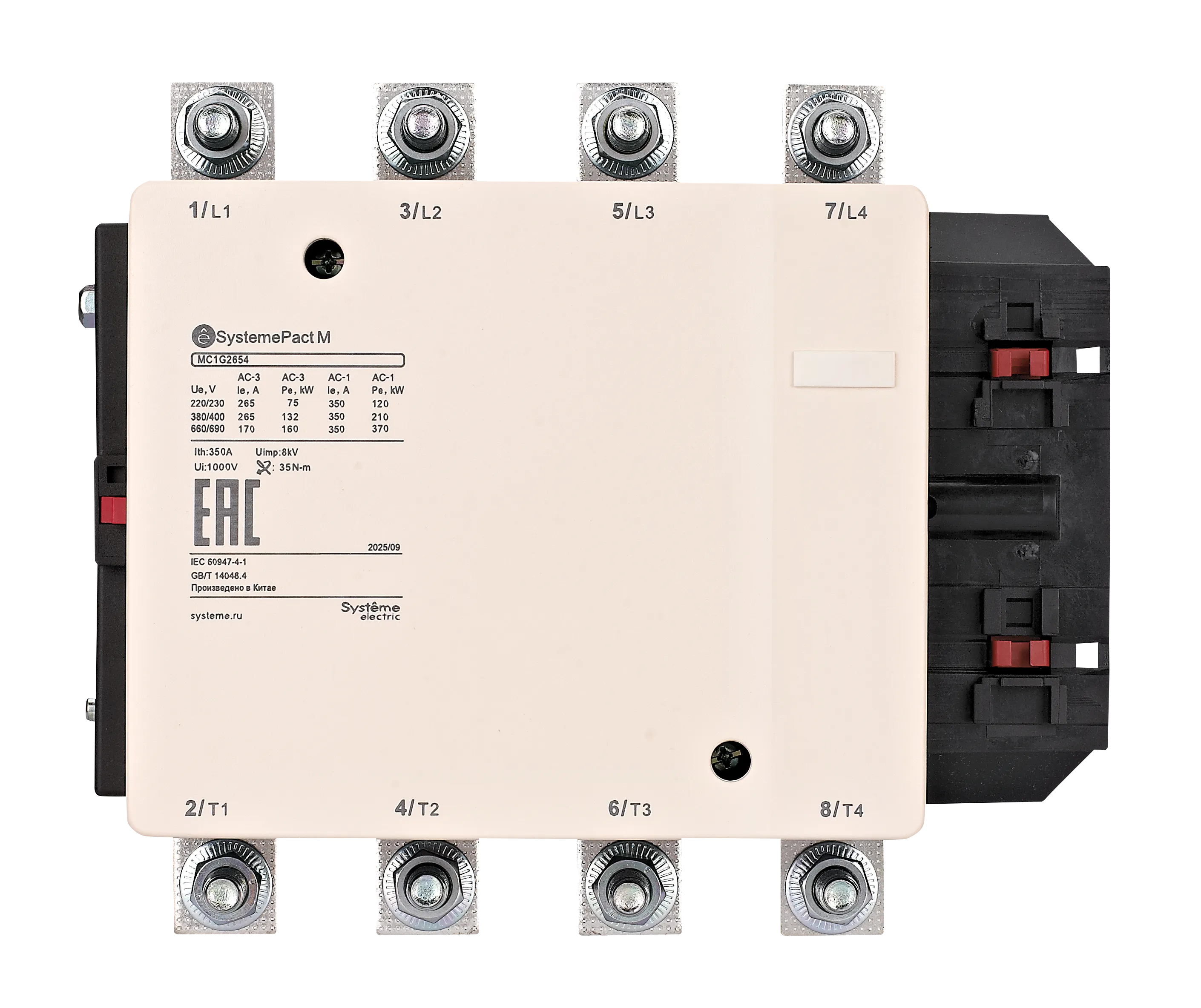 КОНТАКТОР MC1G 4P (4НО) AC1 350A 240В 50/60ГЦ