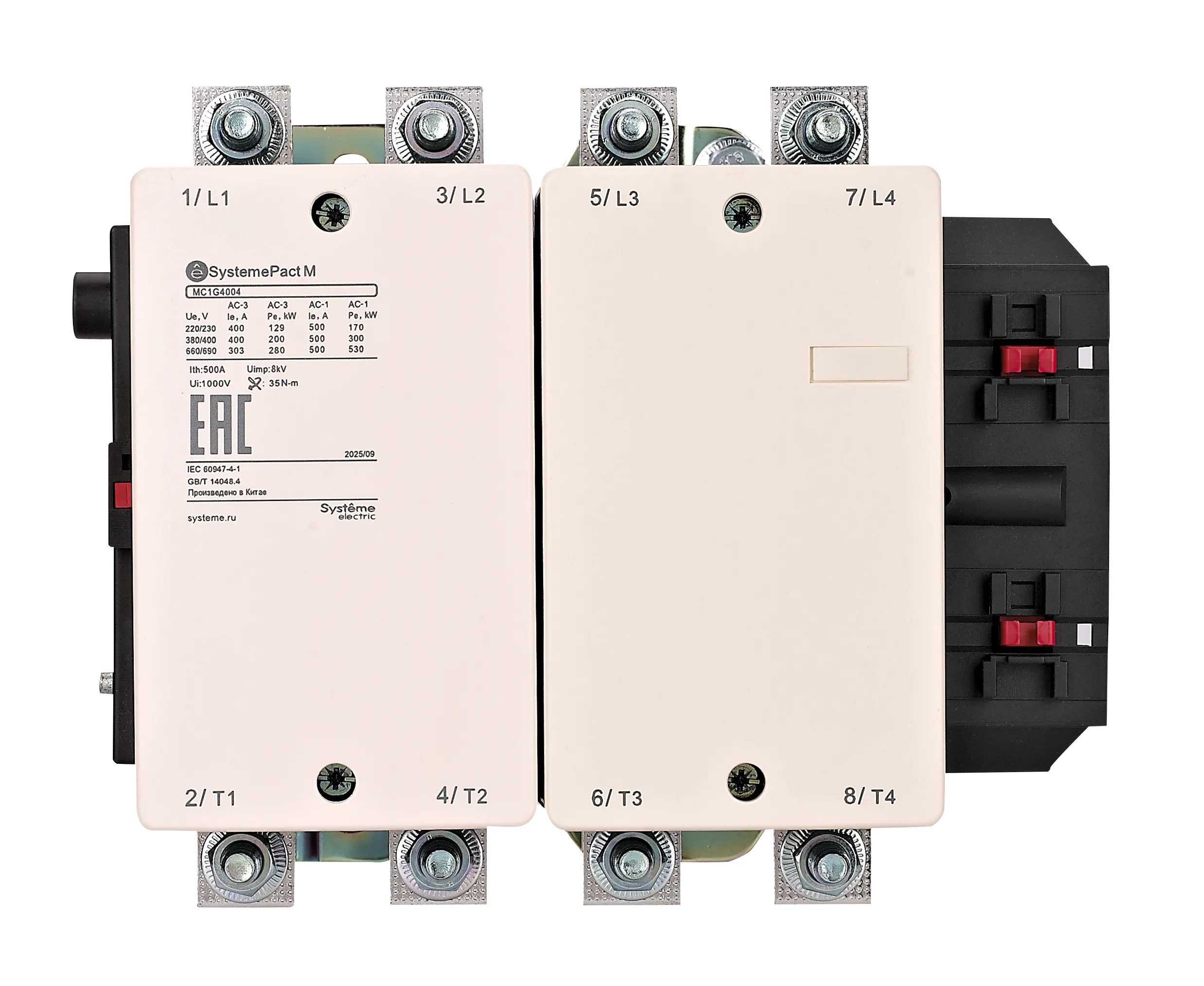 КОНТАКТОР MC1G 4P (4НО) AC1 700A 415В 50/60ГЦ