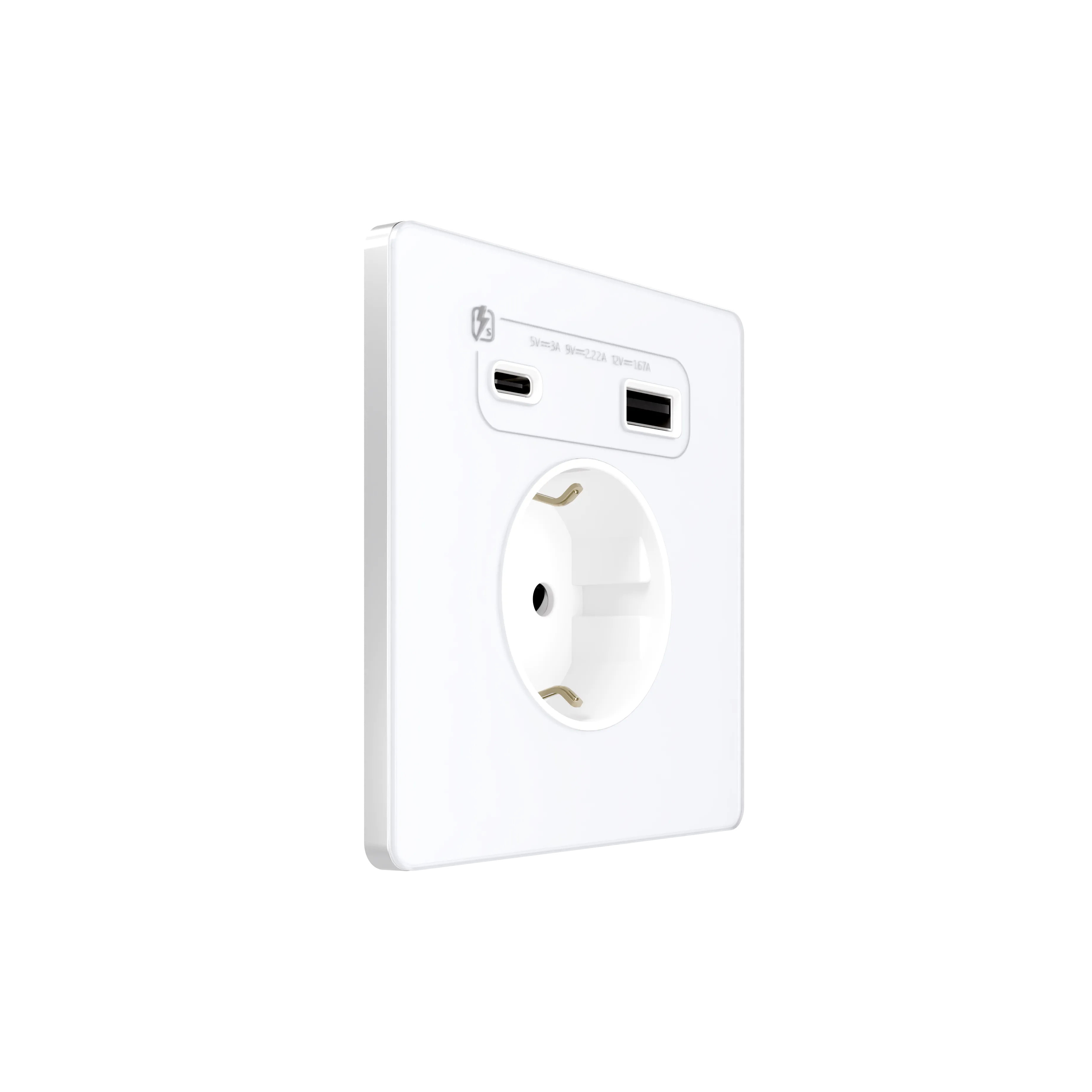 Systeme Infinity, Розетка С/У с ЗК и зар.устр.USB А+С 20Вт (250В, 16А, защ.шторки), Арктический лед