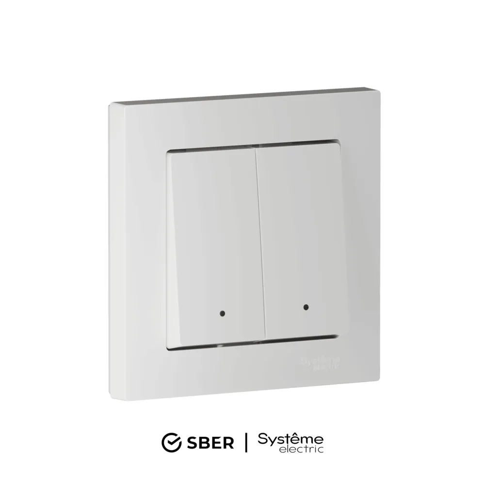 ATLASDESIGN SMART 2-кл. ВЫКЛЮЧАТЕЛЬ с подсв., Zigbee, сх.5, L+N, 10А, мех., БЕЛЫЙ