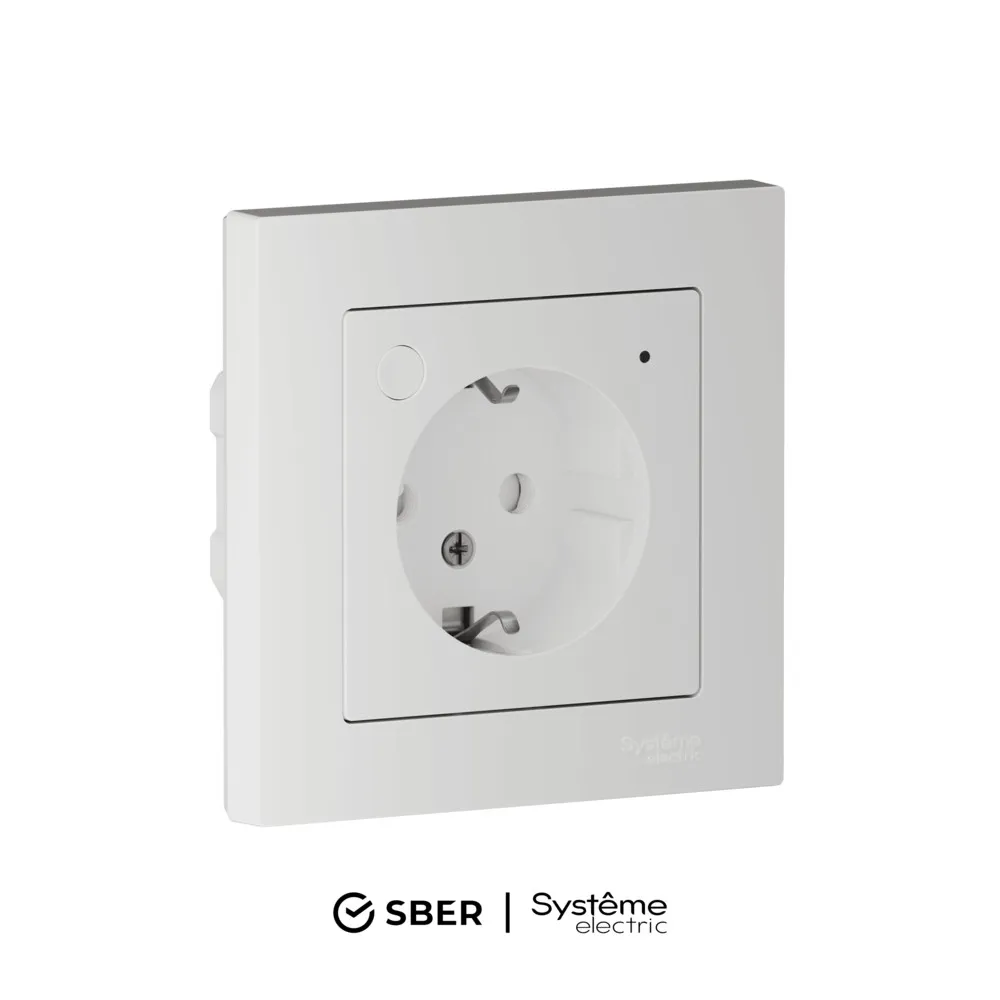 ATLASDESIGN SMART РОЗЕТКА с заземл., со шт., Zigbee, L+N, 16А, мех., БЕЛЫЙ