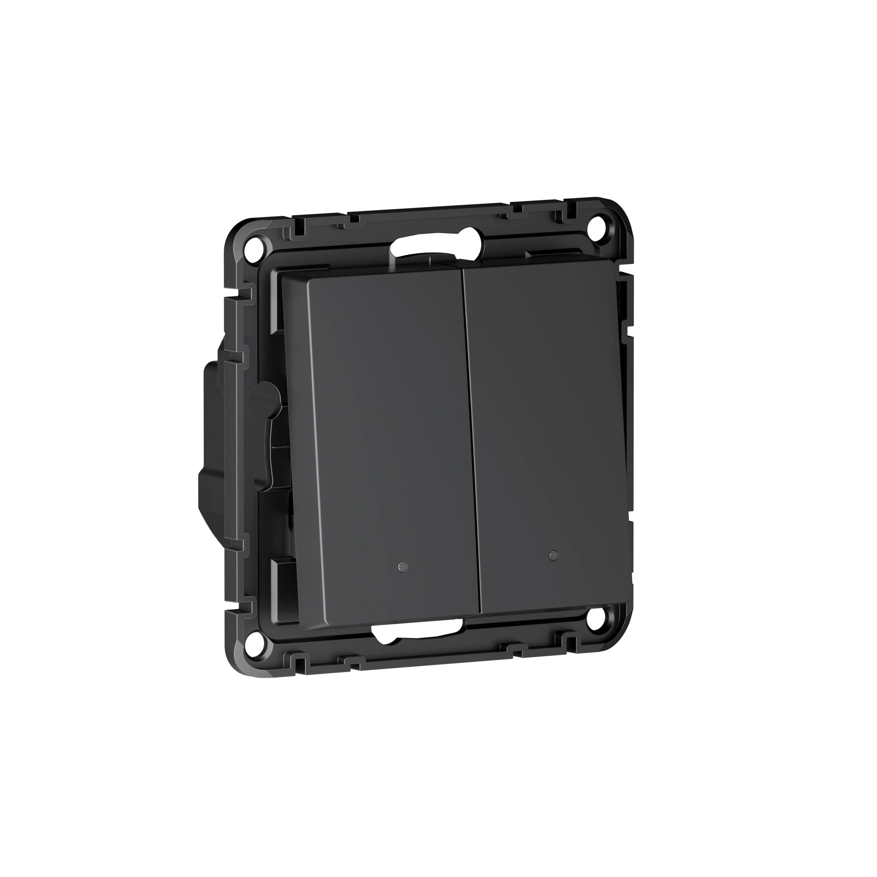 ATLASDESIGN SMART 2-кл. ВЫКЛЮЧАТЕЛЬ с подсв. с опц.нейтралью, Zigbee, сх.1, L(N), 10А, мех., КАРБОН
