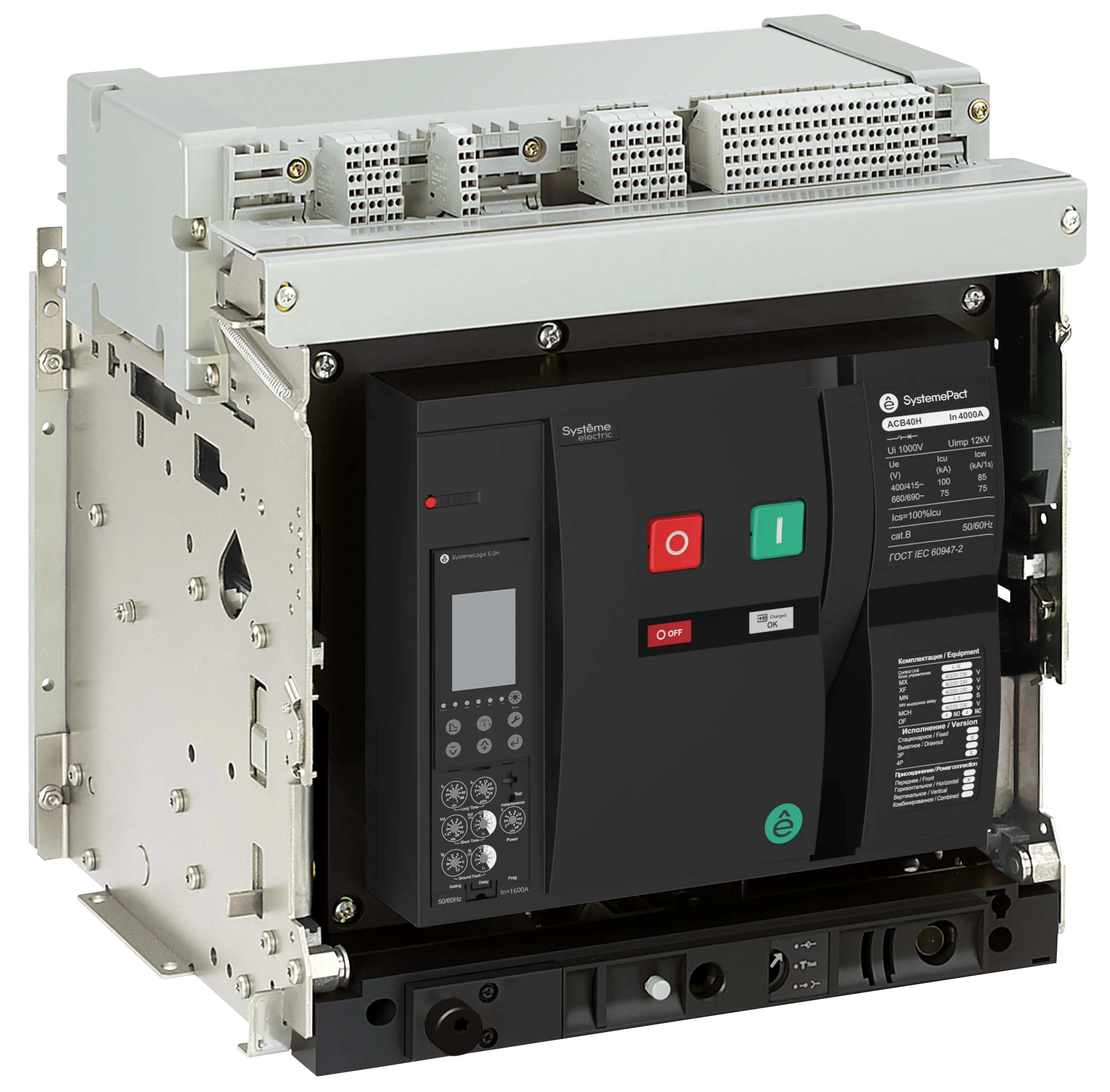 ВОЗДУШНЫЙ АВТ.ВЫКЛ.SYSTEMEPACT ACB40H 1600A 3P 6.0H ВЫК,ГП MCH+MX+XF AC230V