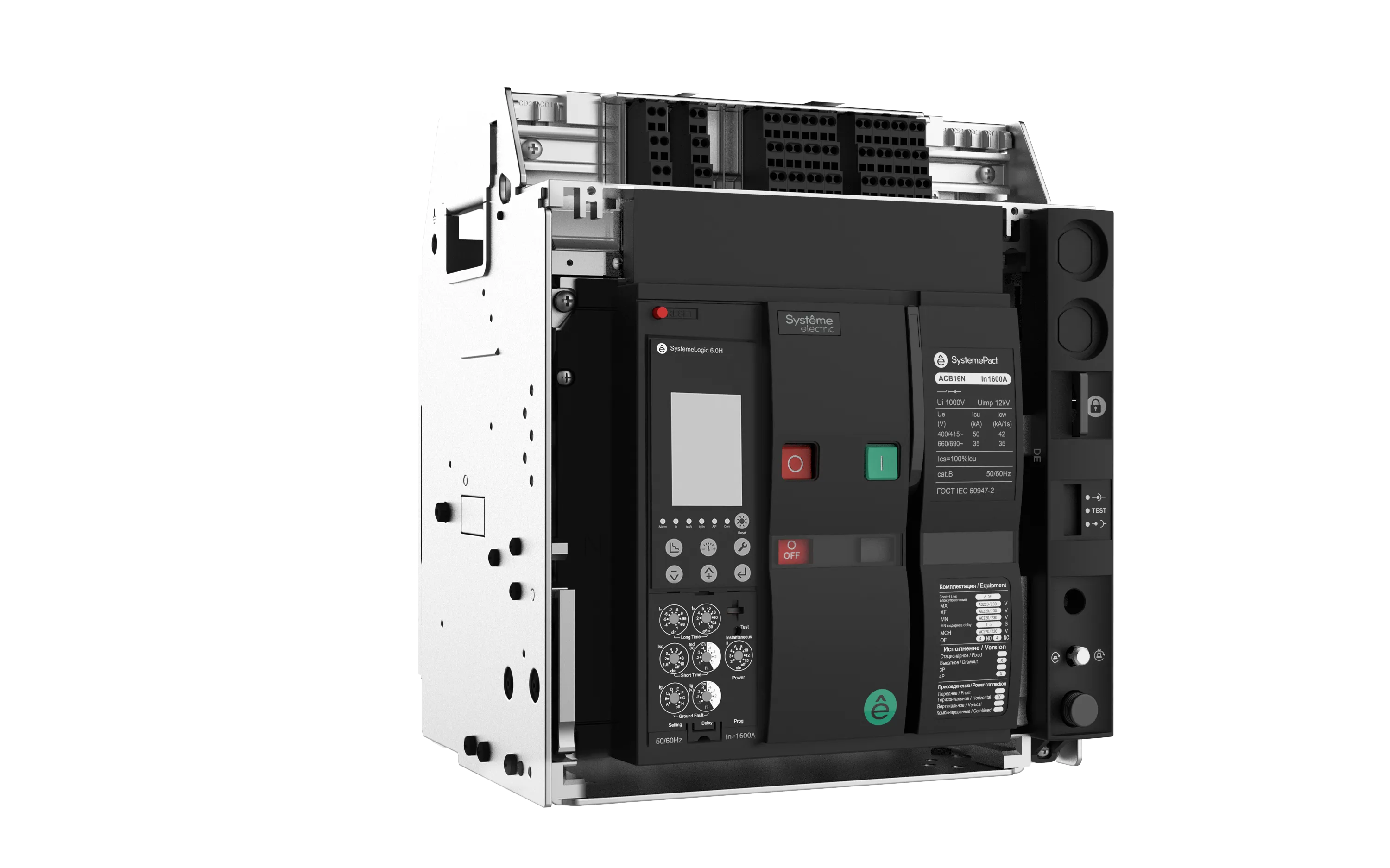 ВОЗДУШНЫЙ АВТ.ВЫКЛ.SYSTEMEPACT ACB16N 1250A 3P 6.0H ВЫК,ГП MCH+MX+XF AC230V