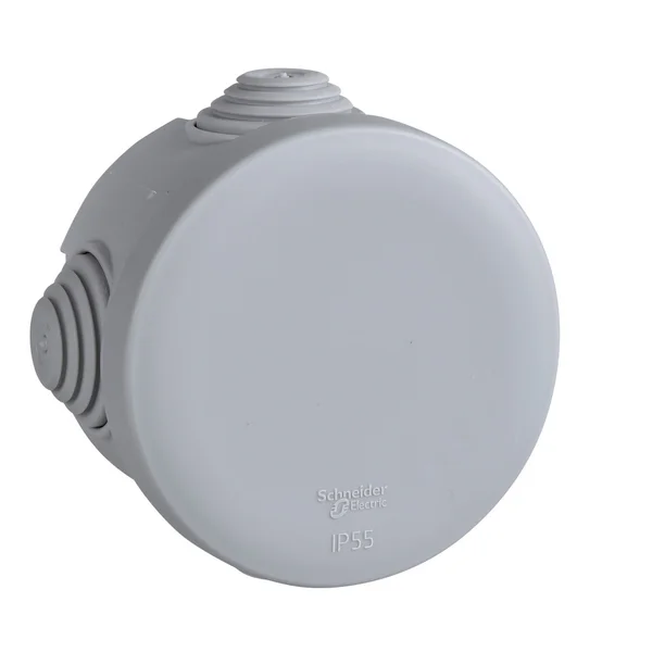 MULTIBOX Коробка распред. откр. установки D65x40, габариты D84х48, IP55, 4 сальника СЕРАЯ