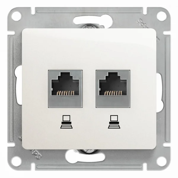 GLOSSA РОЗЕТКА двойная компьютерная RJ45+RJ45 кат. 5e, механизм, ПЕРЛАМУТР
